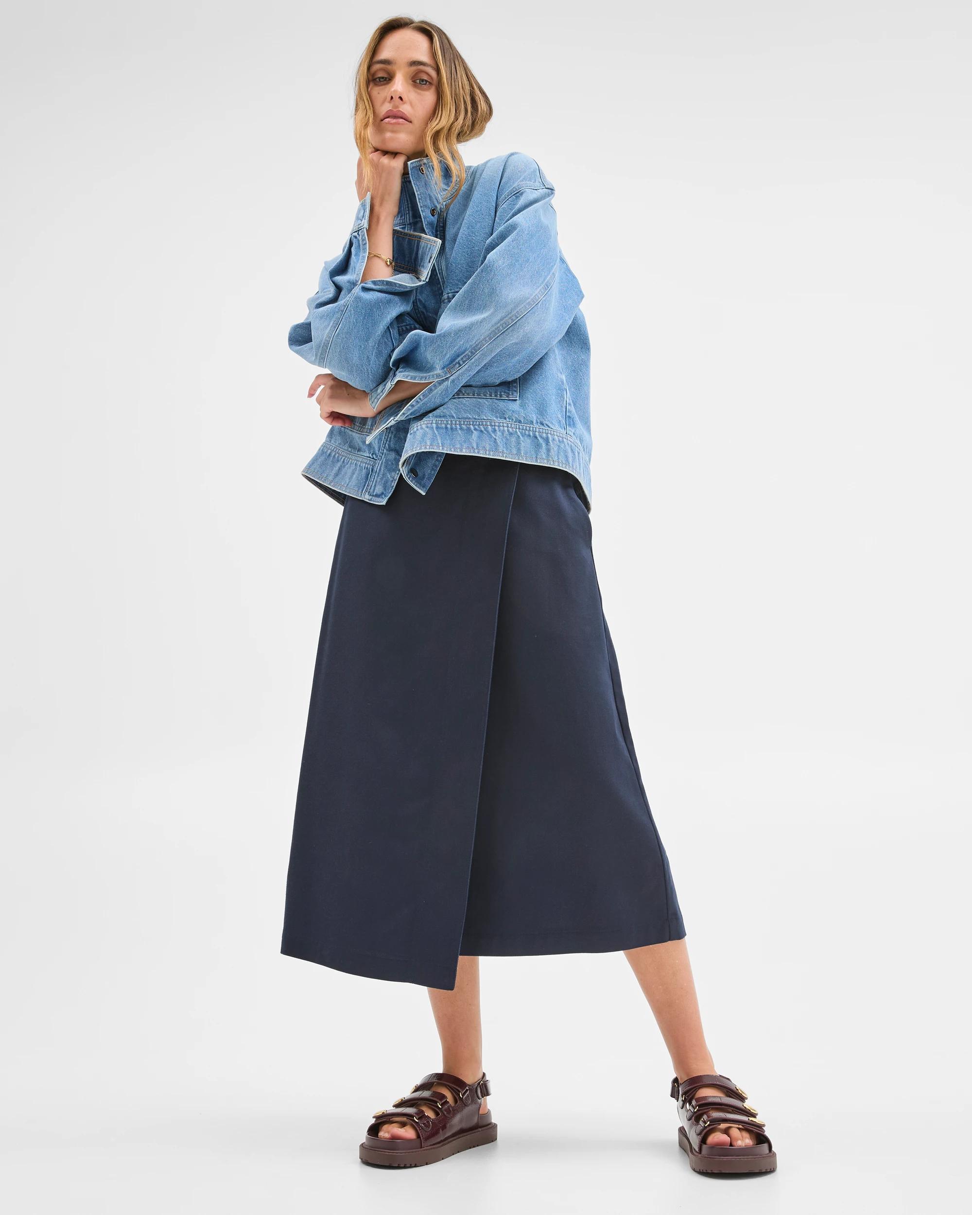 1 Target Woman Wrap Midi Skirt NAVY BLAZER, 1 of 5