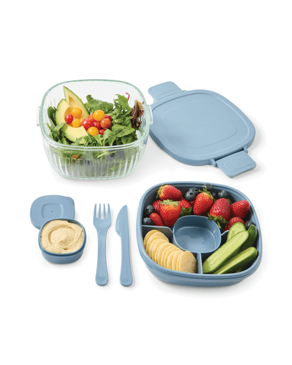 Glass Salad Bowl - Blue