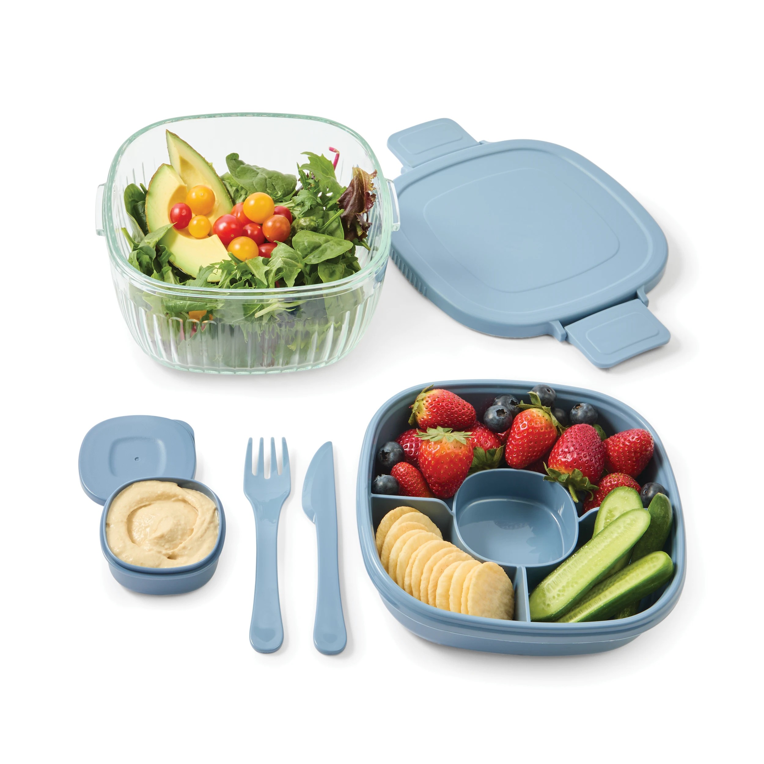 1 Glass Salad Bowl - Blue, 1 of 10