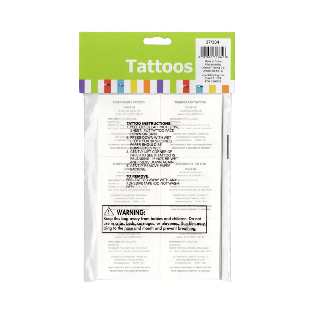 4 Oriental Trading Easter Tattoos Pack of 36, 4 of 4