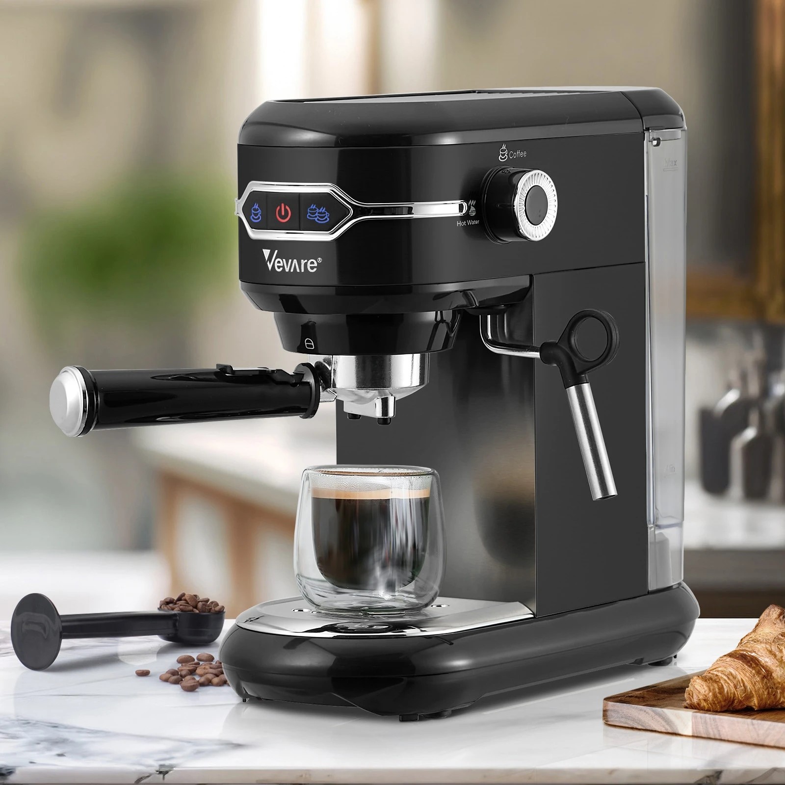 3 Vevare Espresso Coffee Machine Latter Cappuccino Maker 19 Bar Milk Frother - Black, 3 of 8