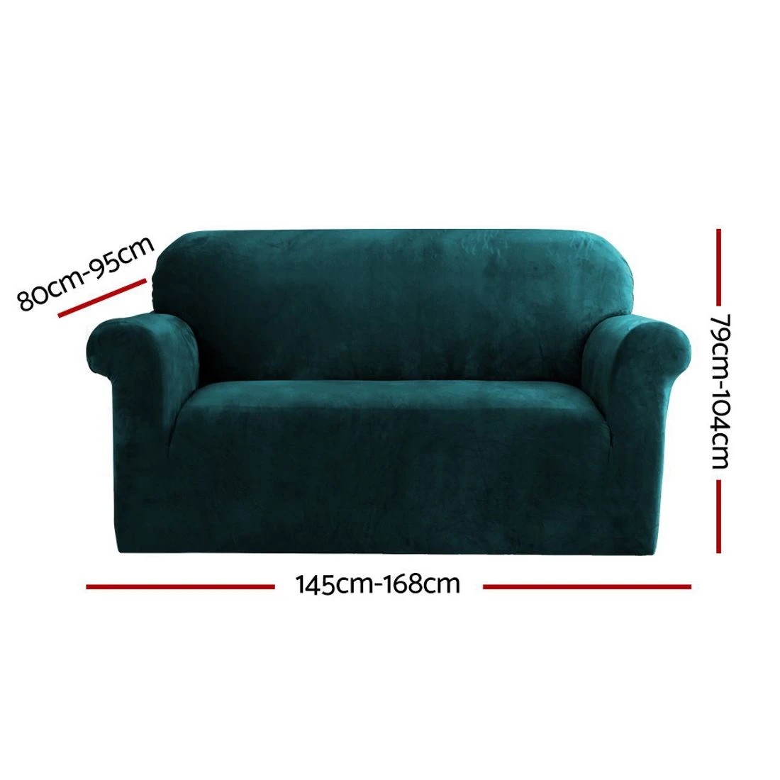 2 Artiss Sofa Cover Couch Covers 2 Seater Velvet Agate Green - Green, 2 of 4