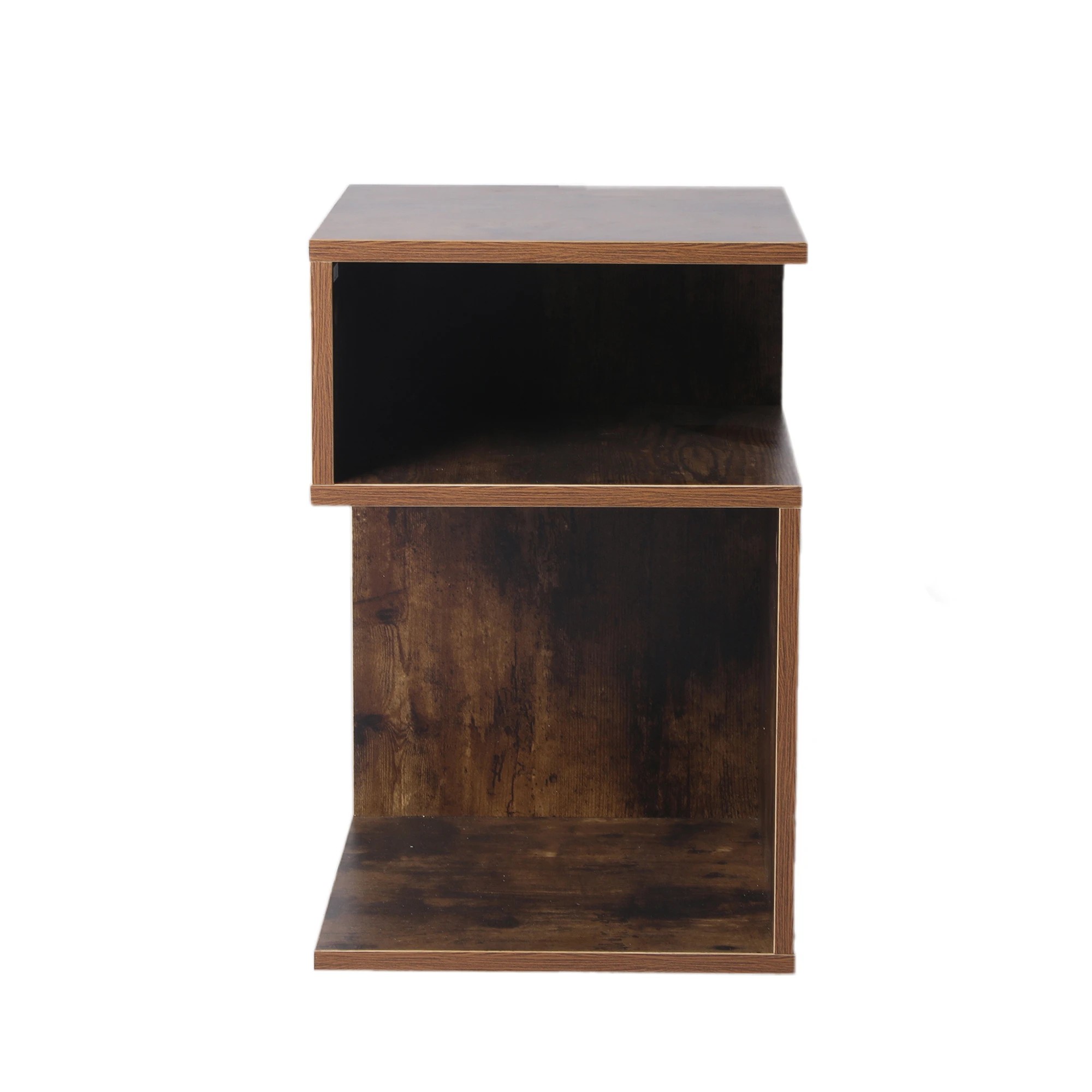 2 Levede Bedside Table S-Shaped Nightstand with Storage Wood Bedroom Oak, 2 of 5