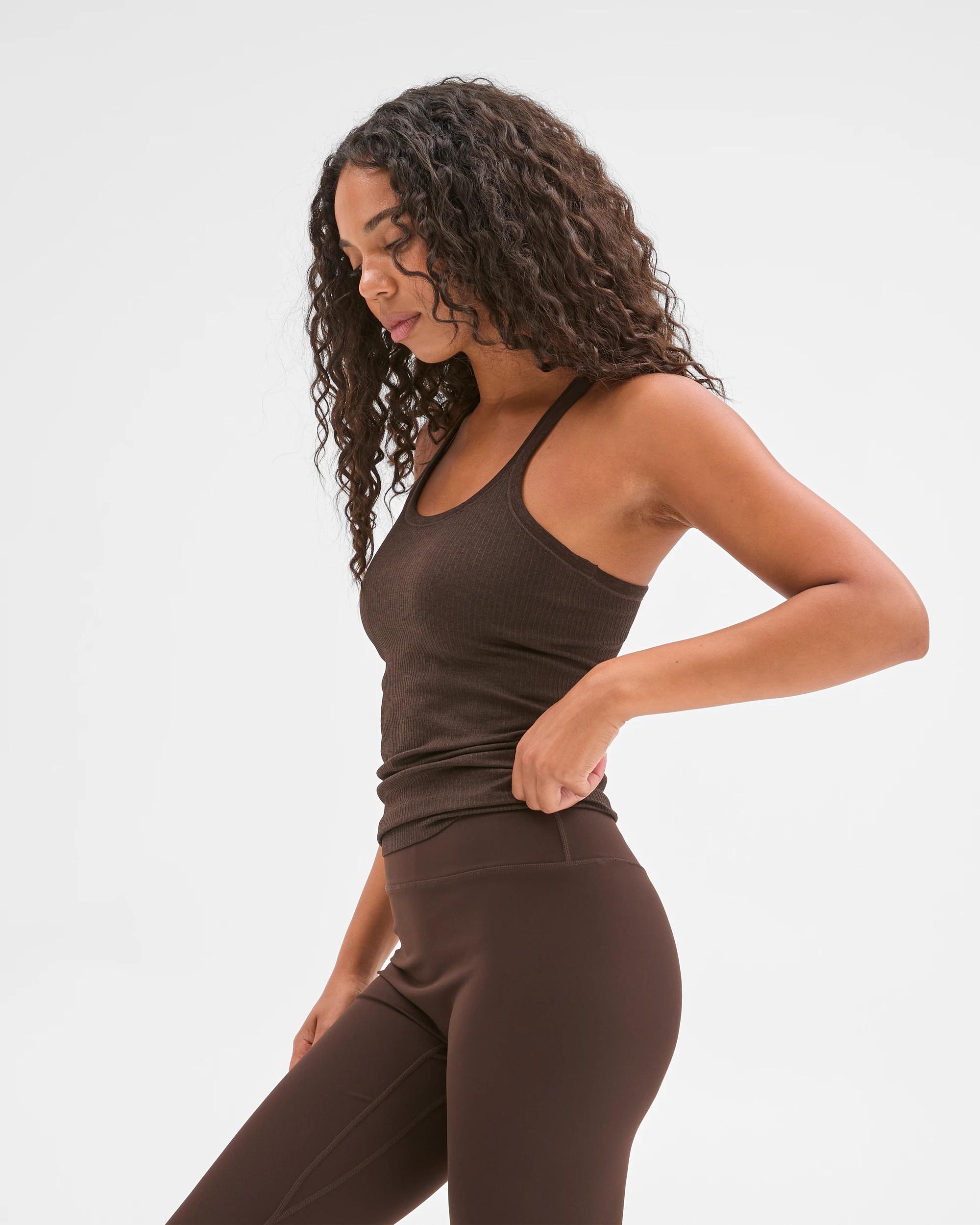 3 Target Active Studio Soft Ribbed Tank Top with Shelf Bra COCOA, 3 of 6