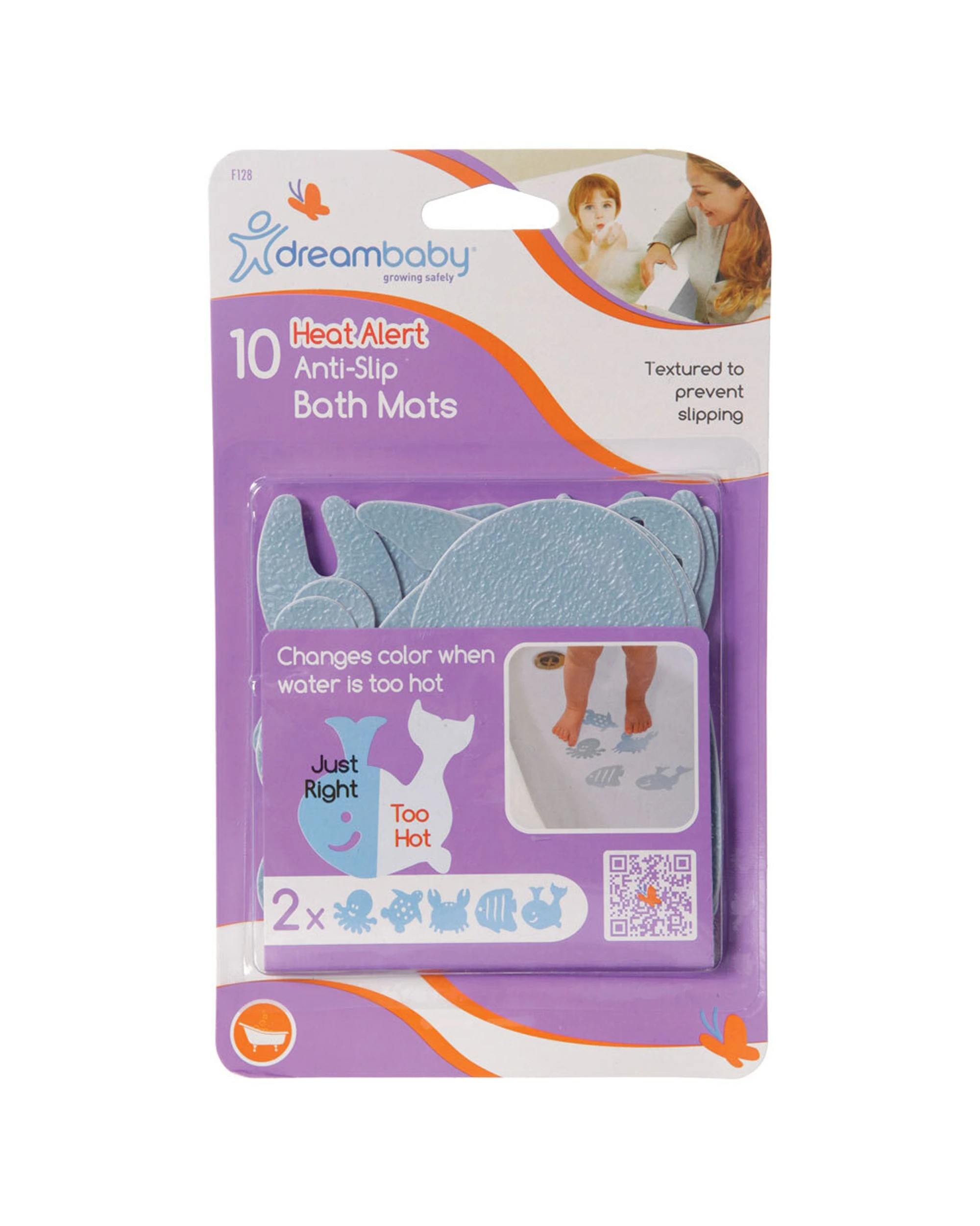 1 Dreambaby 10pc Watch Your Step Heat Alert Anti-Slip Bath Mats Safety - Multi, 1 of 9