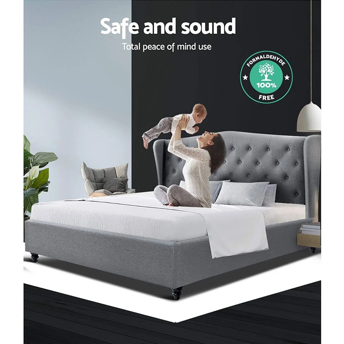 8 Artiss Bed Frame Queen Size - Grey, 8 of 9