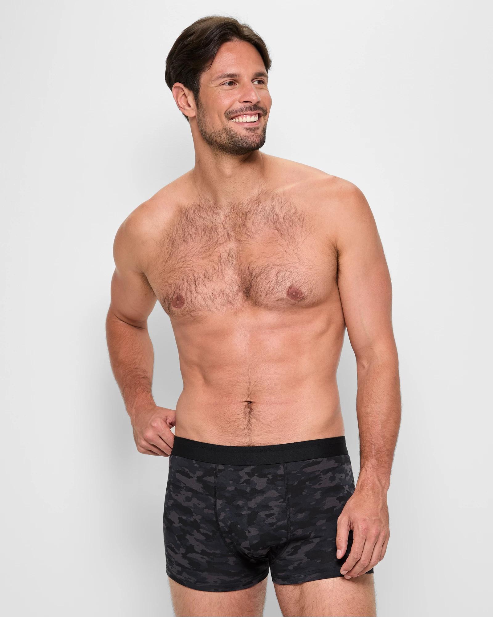 2 Australian Cotton Blend 3 Pack Hipster Trunks - Maxx CAMO/GREY/BLACK, 2 of 3