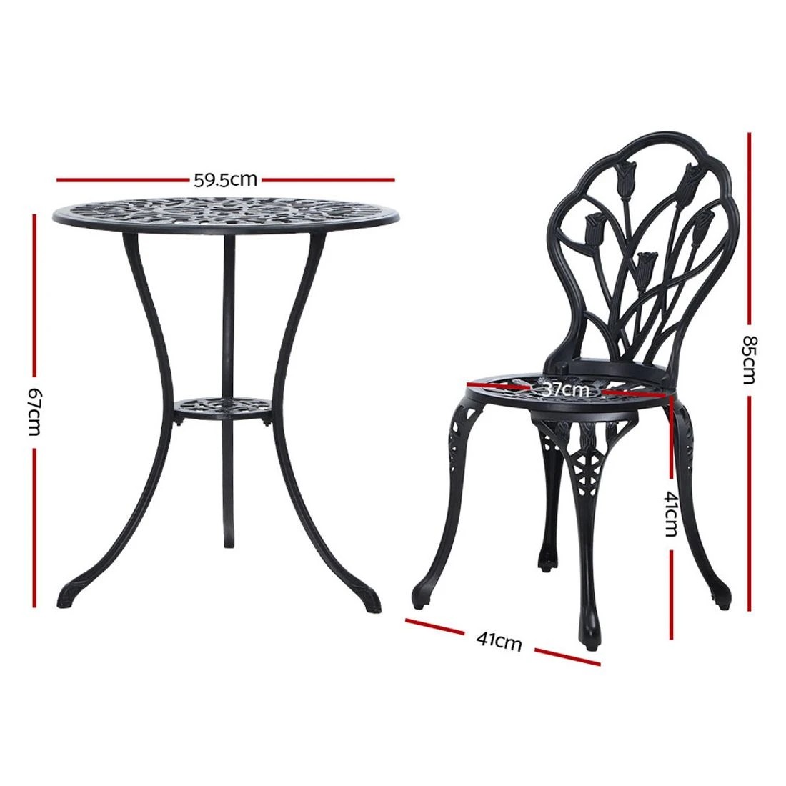 2 Gardeon 3PC Outdoor Setting - Black, 2 of 6