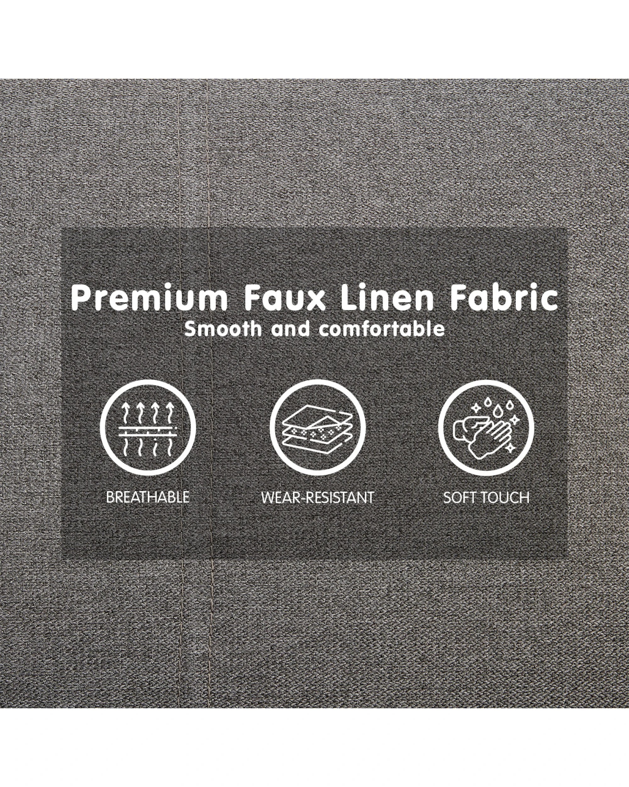 9 Sarantino 3 Seater Modular Faux Linen Fabric Sofa Bed Couch -dark Grey, 9 of 9