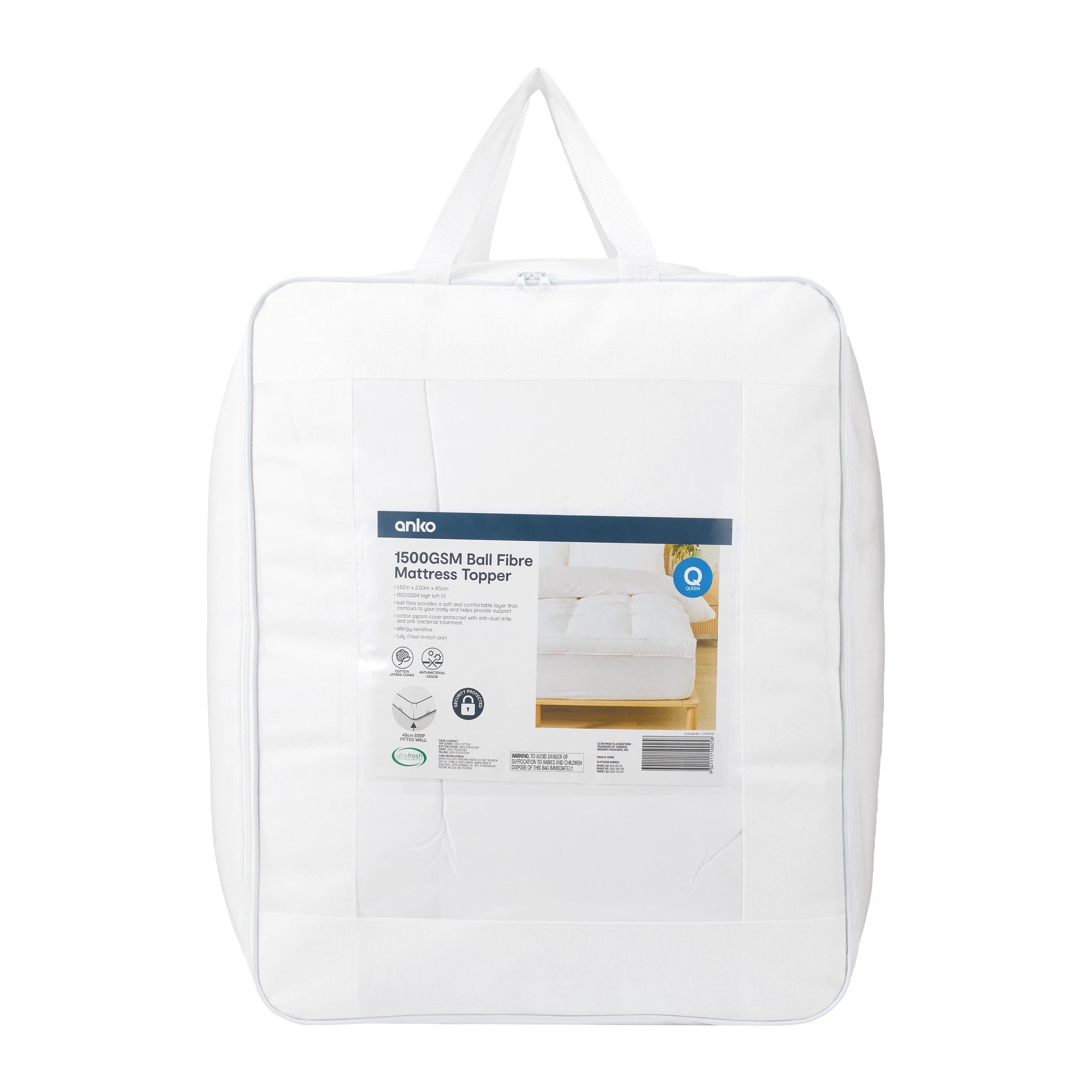 1 1500GSM Ball Fibre Mattress Topper, 1 of 6