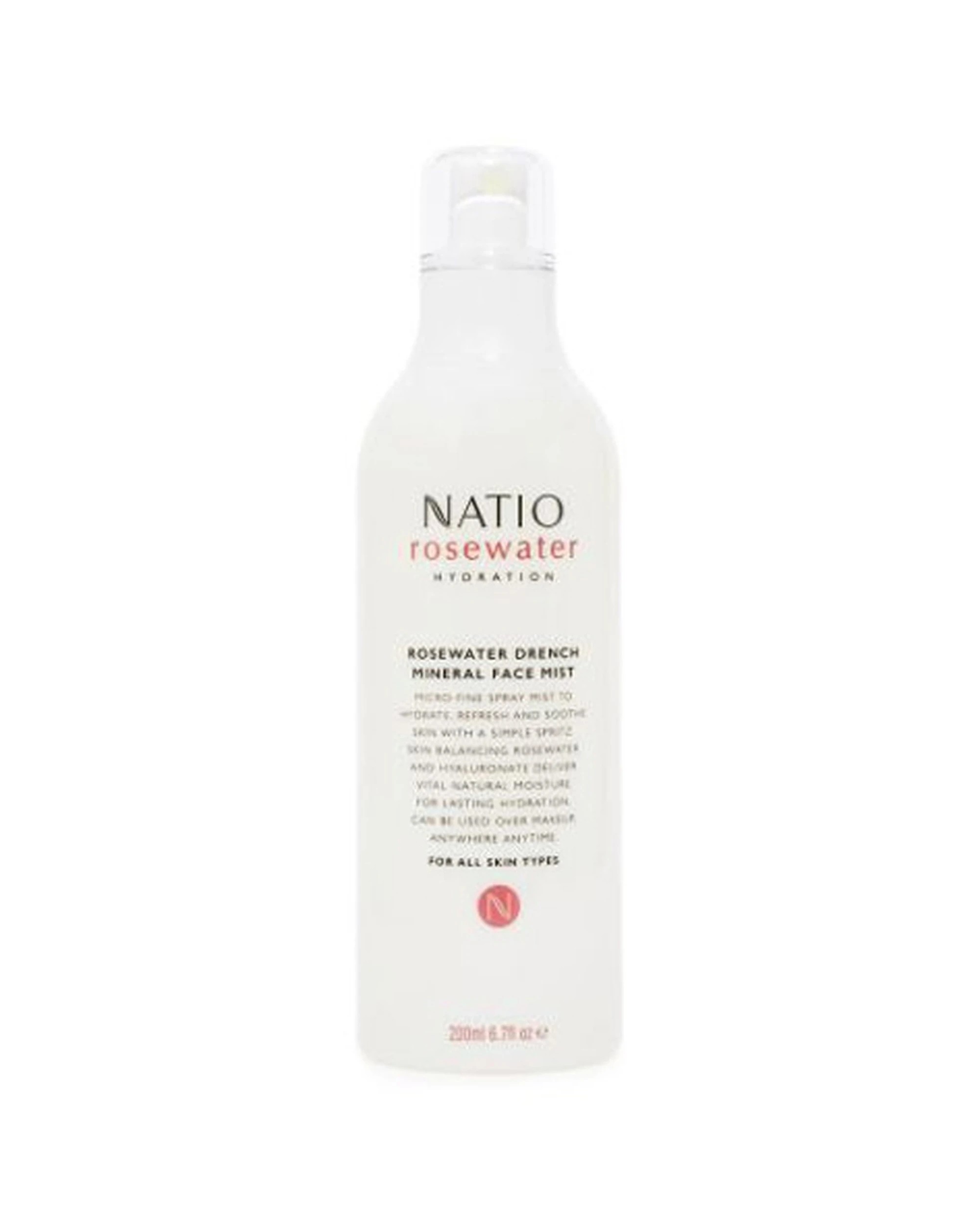 1 Natio Rosewater Hydration Drench Mineral Micro-Fine Face Mist 200ml - White, 1 of 1