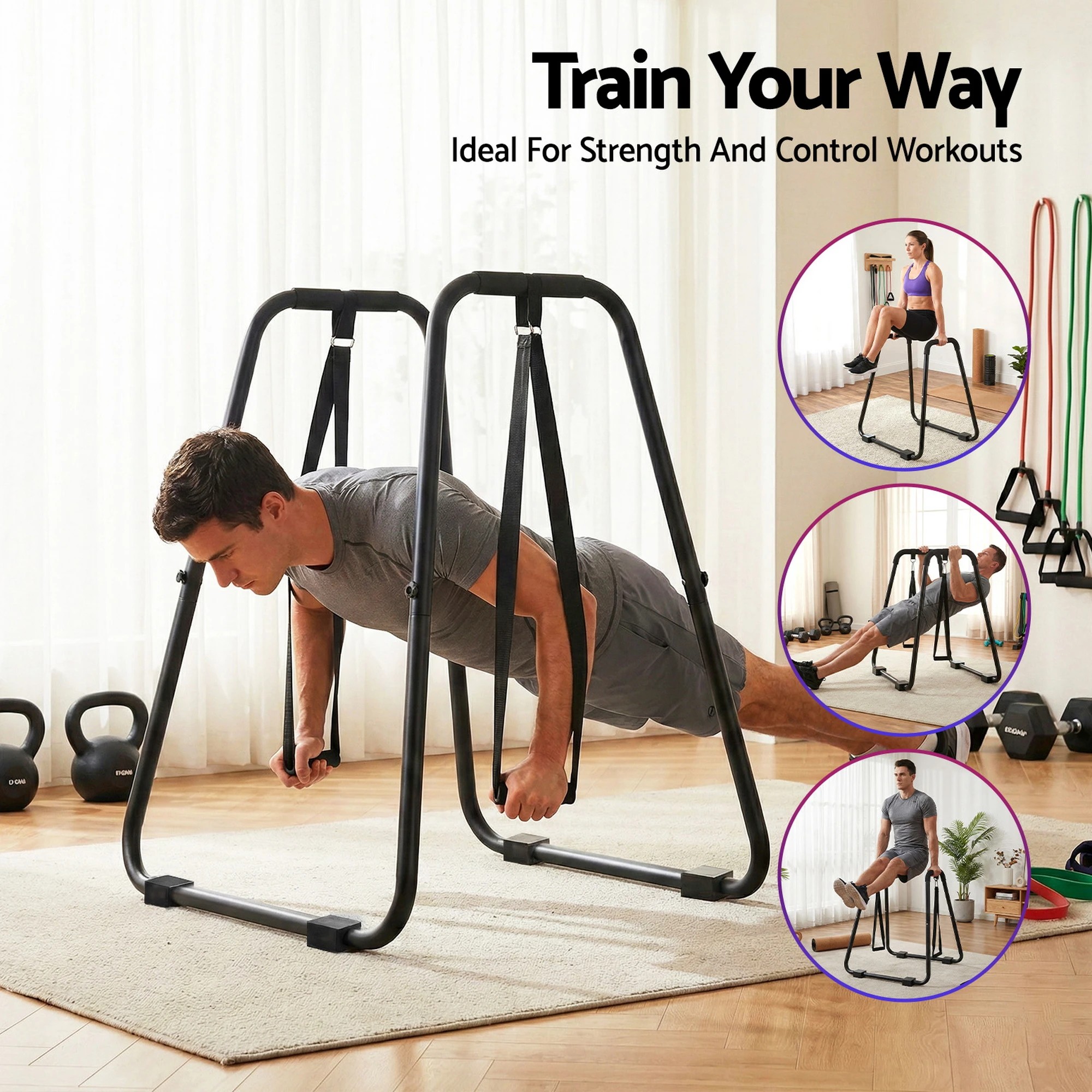 5 Everfit Dip Station Parallel Bars Heavy Duty Home Gym Stand Calisthenics - Black, 5 of 8
