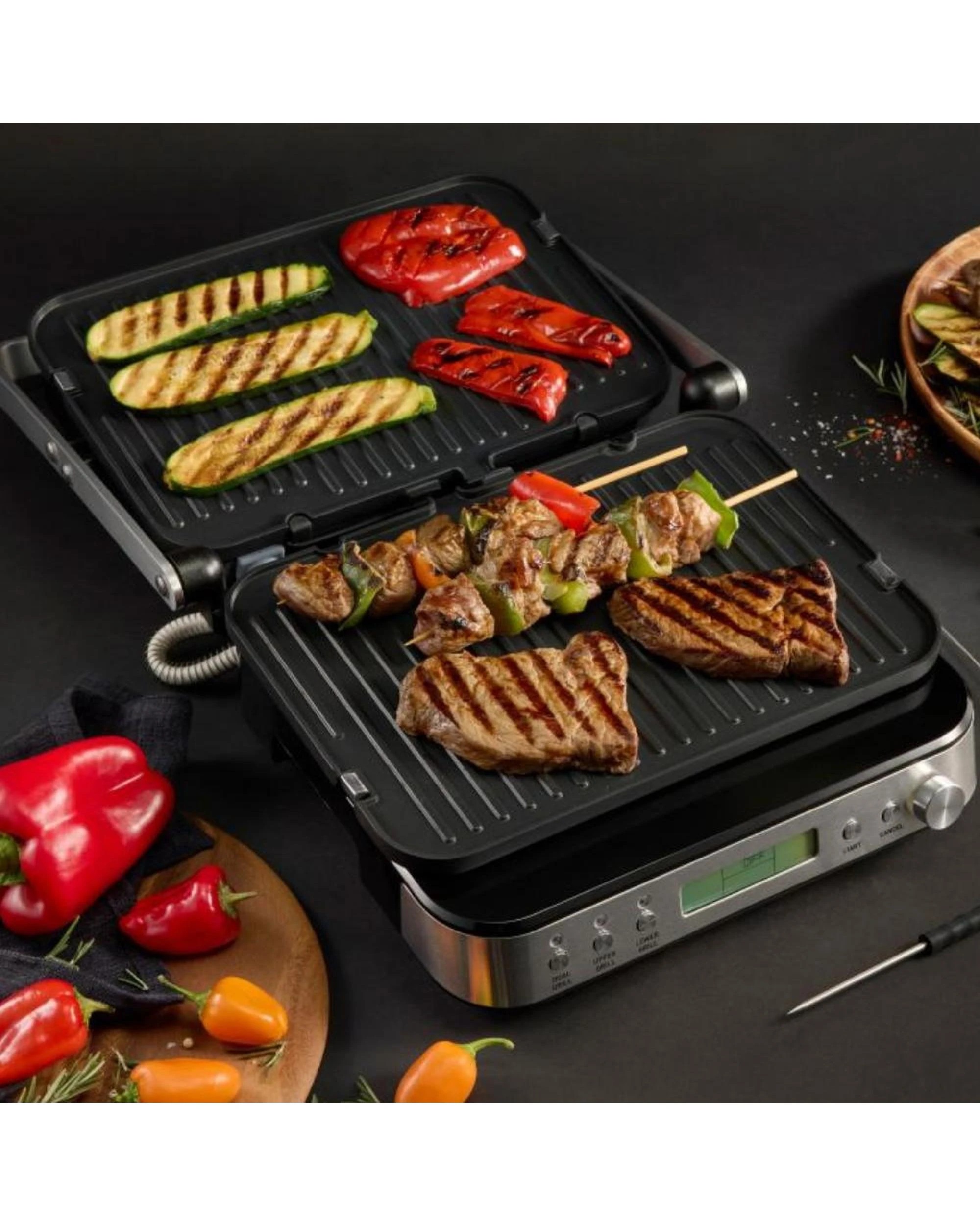 5 MasterPro Smart Electric Grill Indoor Multi Contact Grill With Temperature Probe, 5 of 8