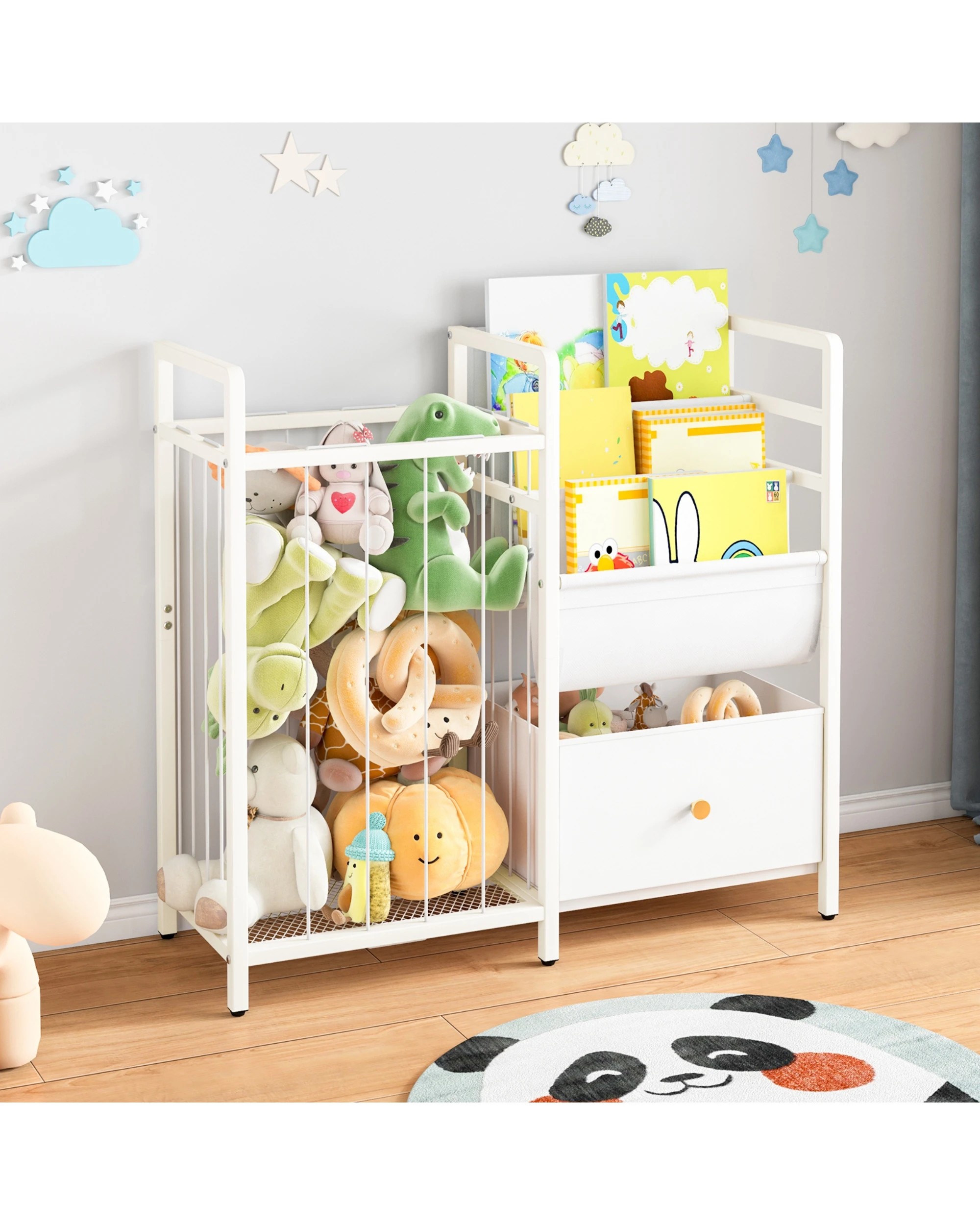 3 Advwin 3-in-1 Kids Bookshelf Toy Storage 3-Tier Toddler Bookcase w/ Stuffed Animal Storage & Drawer, 3 of 9