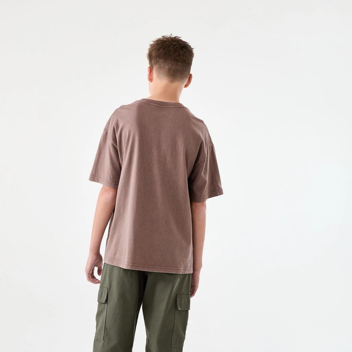 2 Short Sleeve Oversized Acid Wash T-shirt BROWN CHOC, 2 of 6