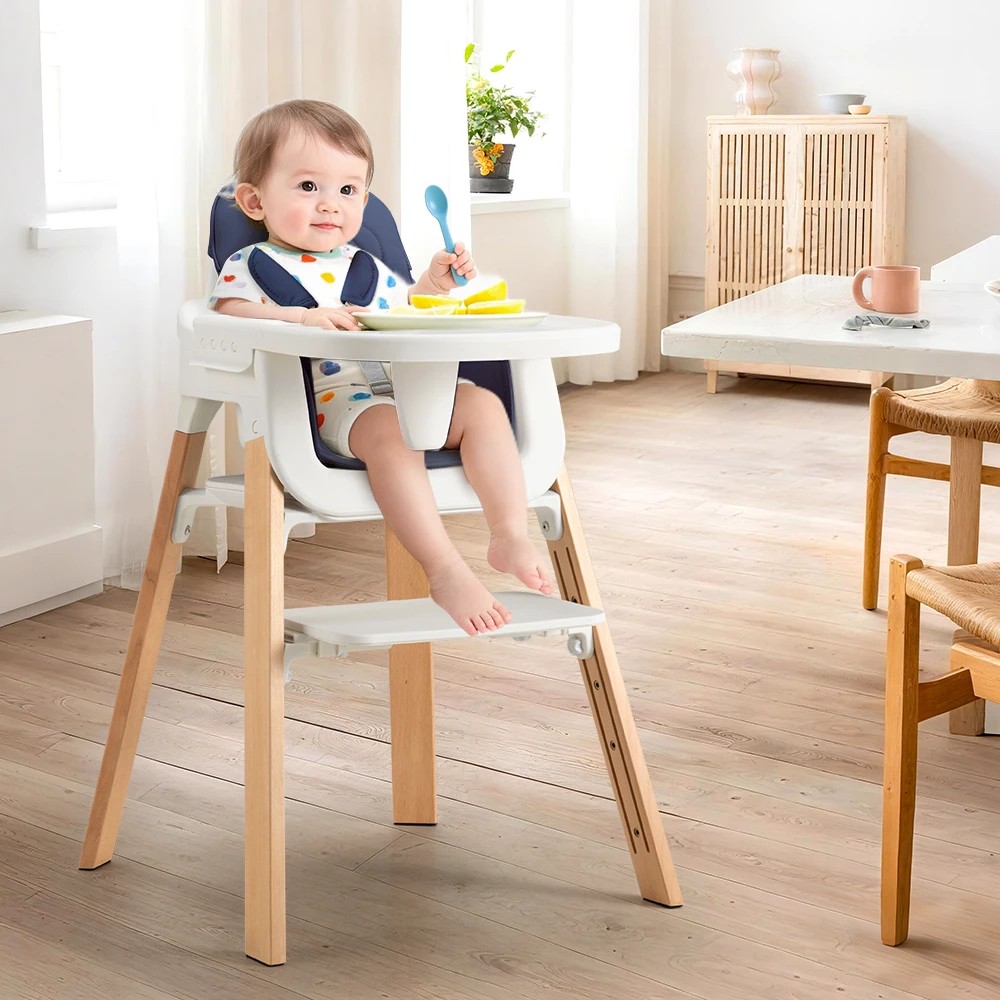 3 PlayPals Baby High Chair 3-In-1 Feeding Seat Adjustable Tray and Footrest - Blue, 3 of 3