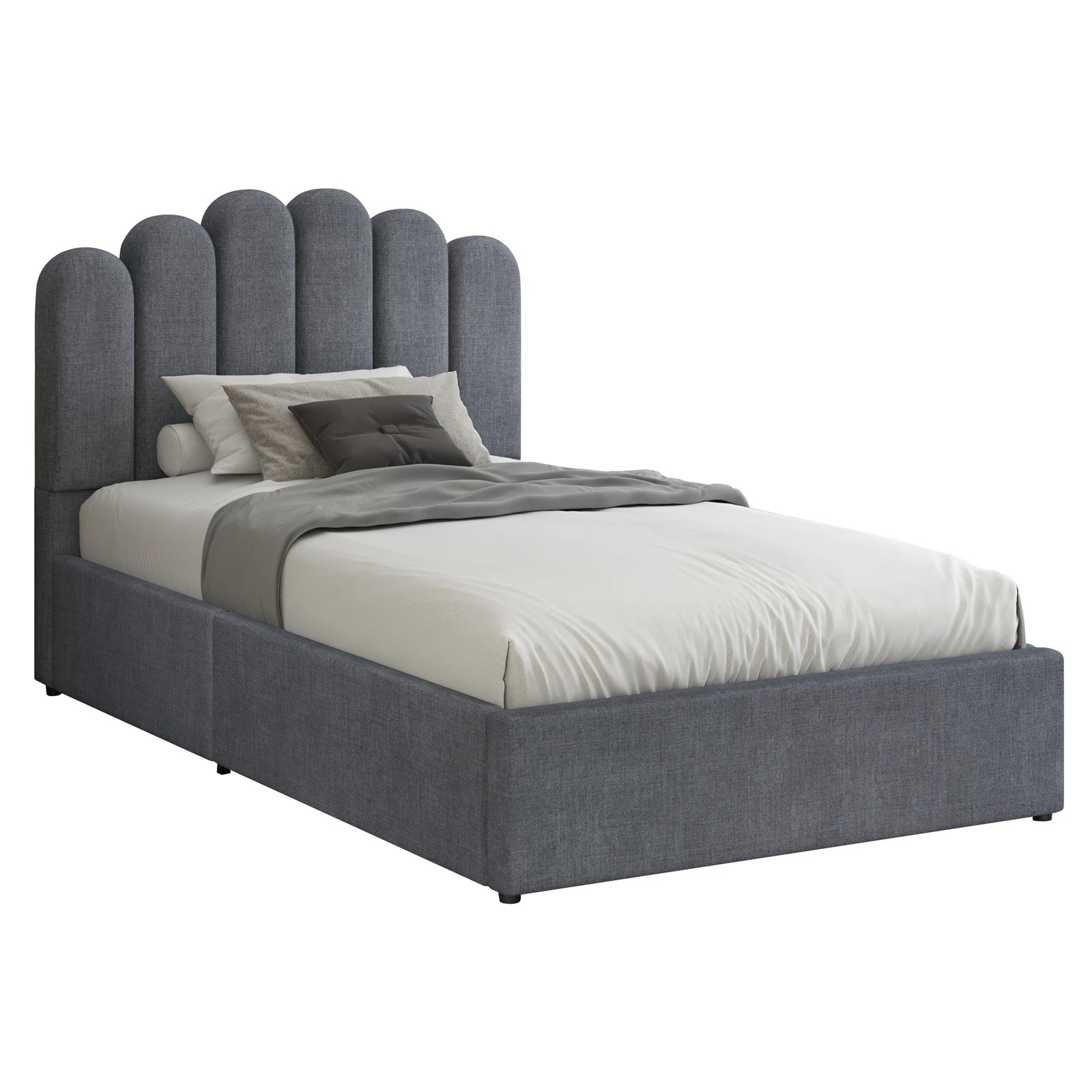 1 Alfordson Bed Frame King Single Gas Lift Storage Base Wooden Milton - Grey, 1 of 10