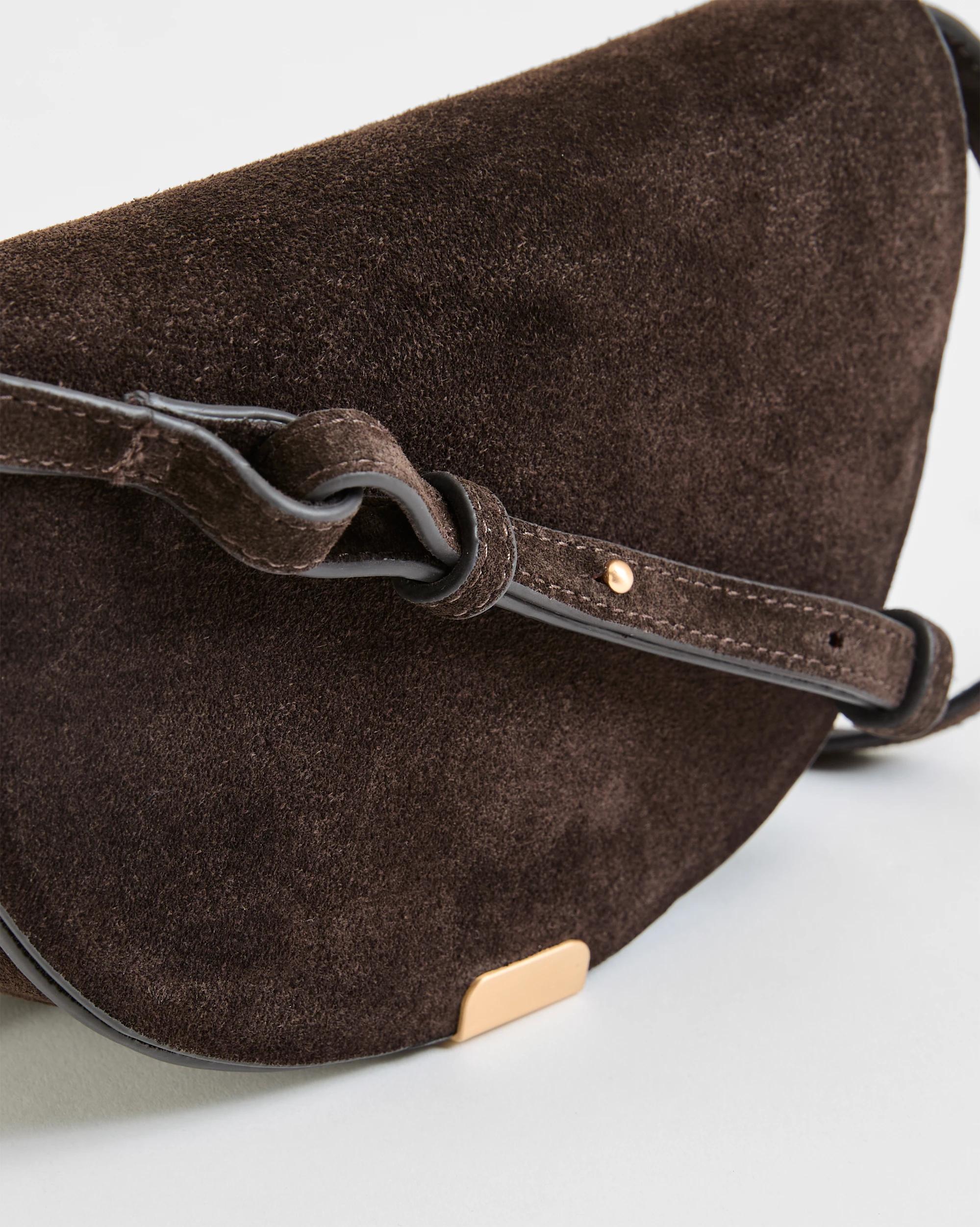 2 Target Woman Premium Suede Leather Mini Crossbody Saddle Bag CHOCOLATE, 2 of 2
