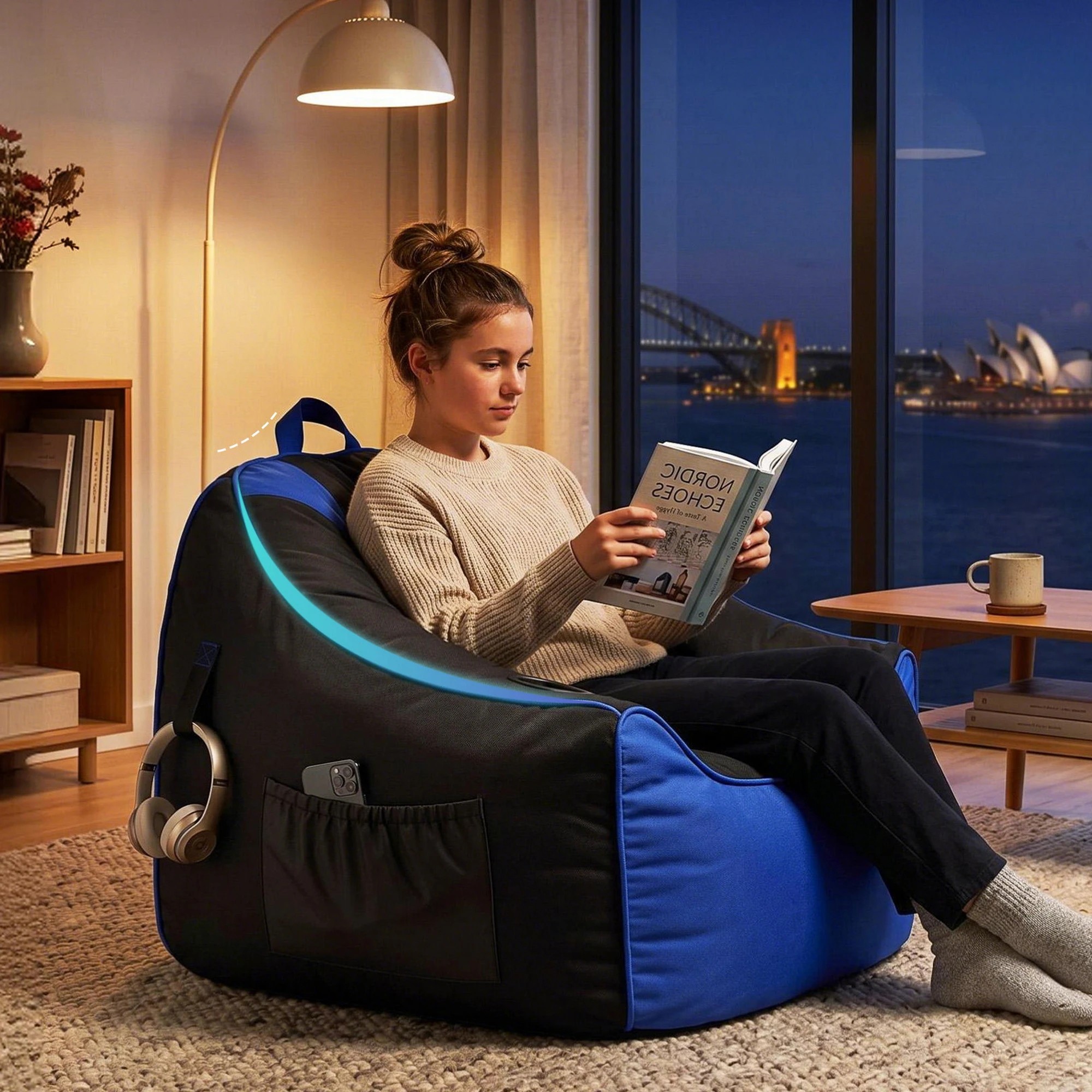 6 Artiss Gaming Bean Bag Chair Cover No Filler Floor Gaming Chair Cover Adults Teens Kids - Multi, 6 of 9