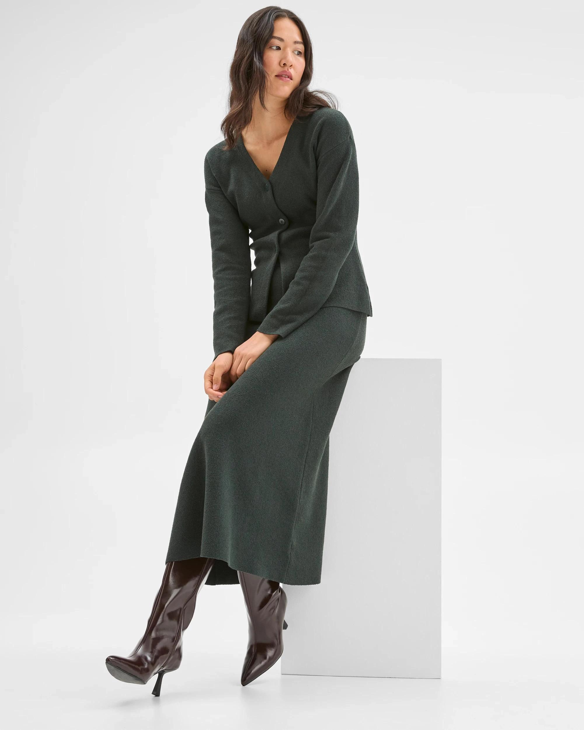 1 Preview Boucle Knit Midi Skirt MID JADE, 1 of 7