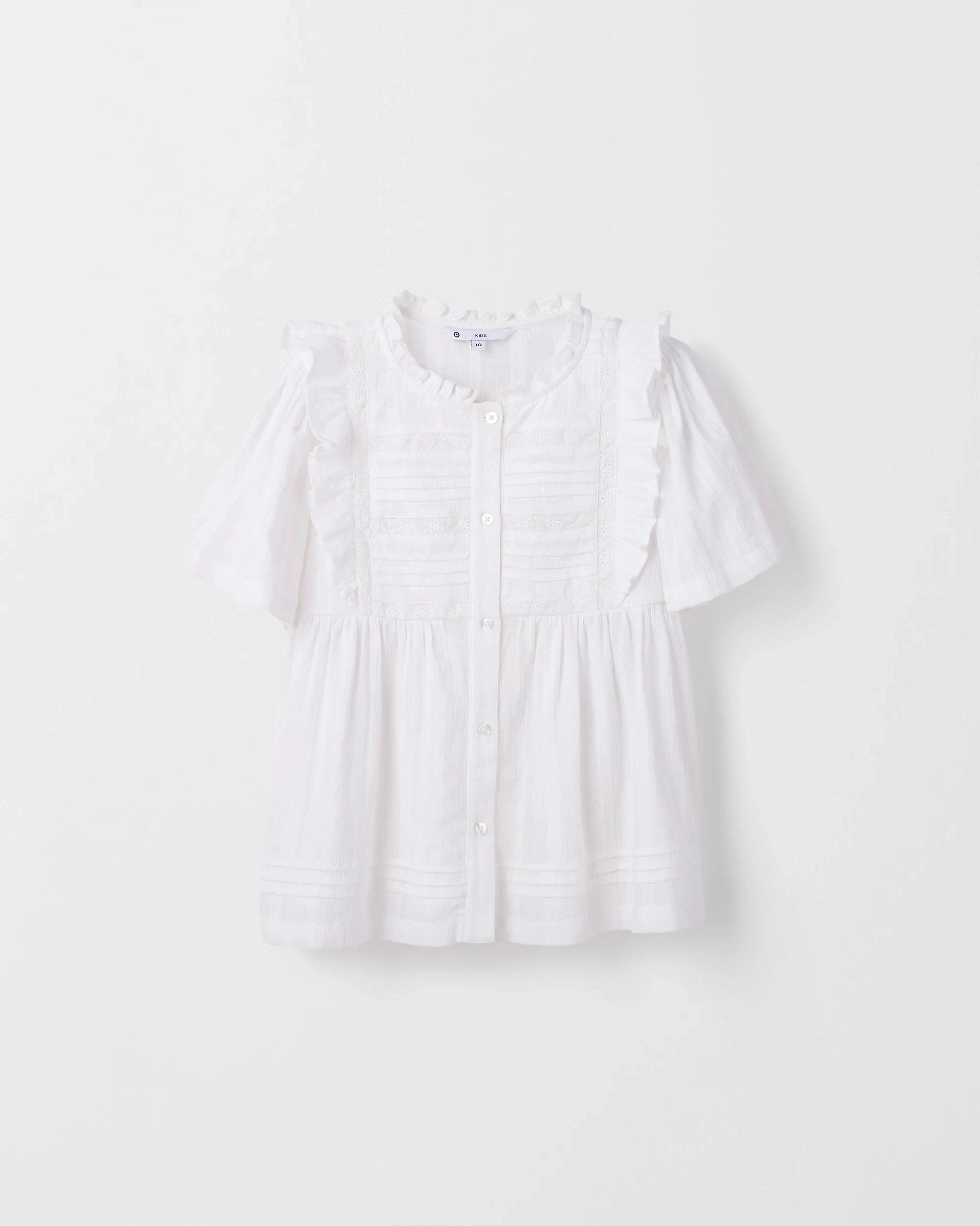1 Target Kids Boho Lace Woven Top WHITE, 1 of 1