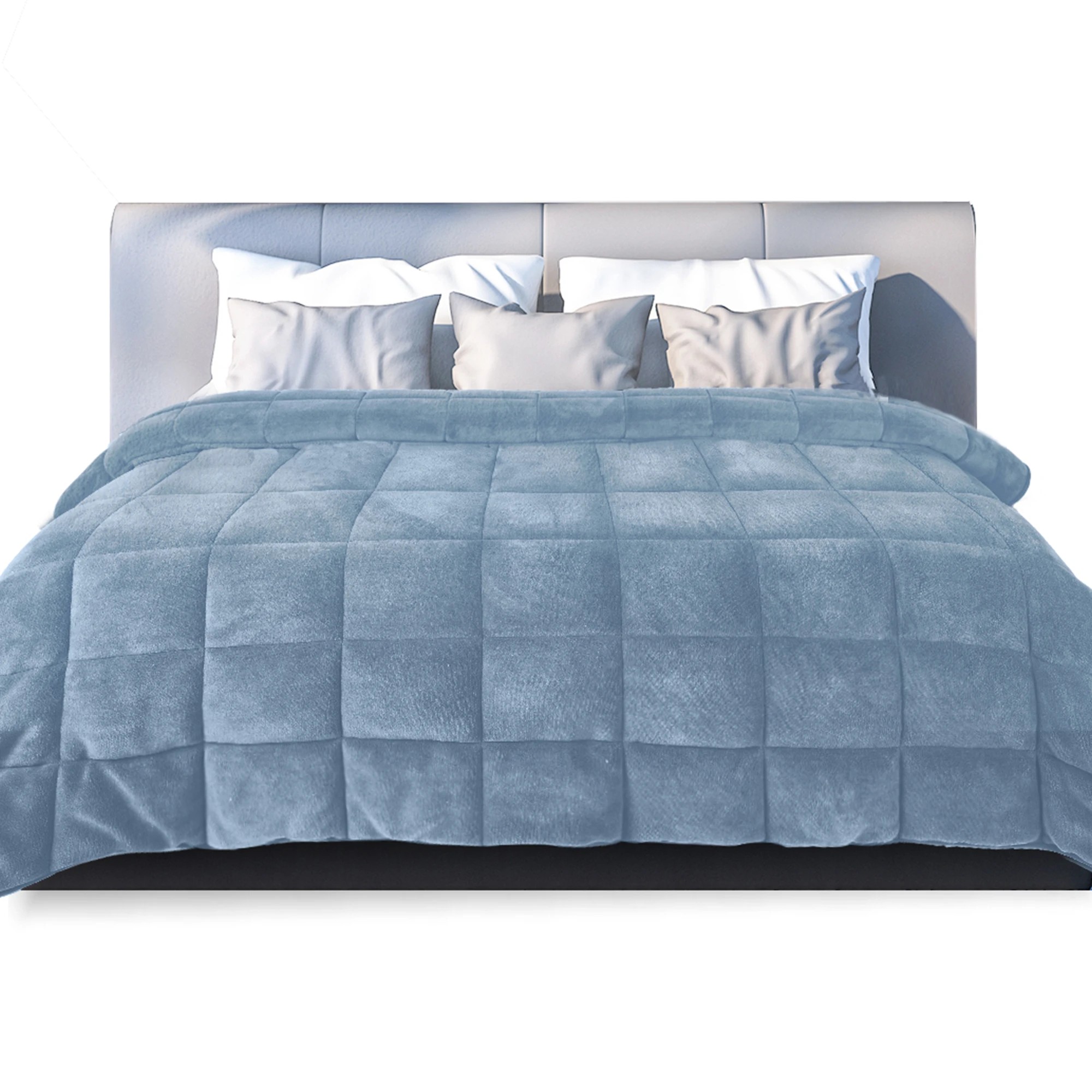 1 Dreamz Quilt Doona Comforter Blanket Velvet Winter Warm King Bedding Blue 500GSM, 1 of 6