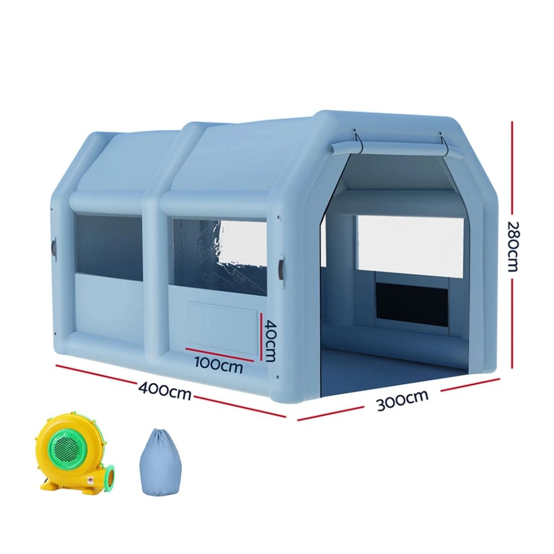 2 Giantz Inflatable Spray Booth 4X3M Car Paint Tent Filter System Blower - Blue, 2 of 6