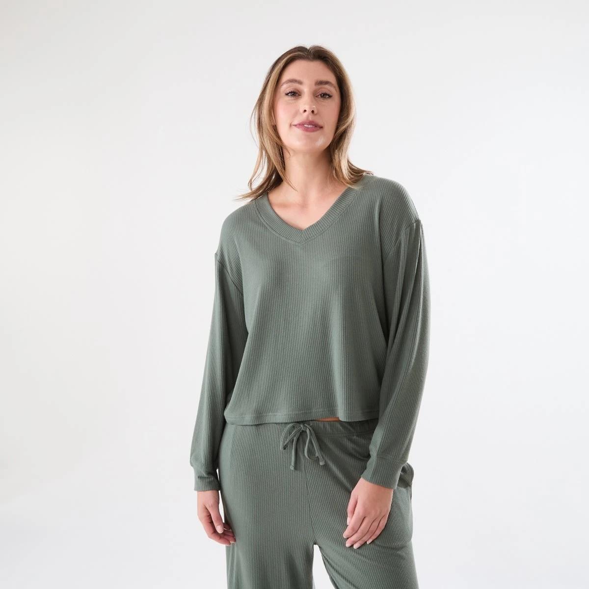 1 Brushed Rib Reversible Top Smke Green, 1 of 8
