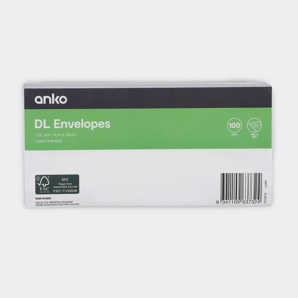 1 100 Pack DL Peel and Seal Envelopes - White, 1 of 5