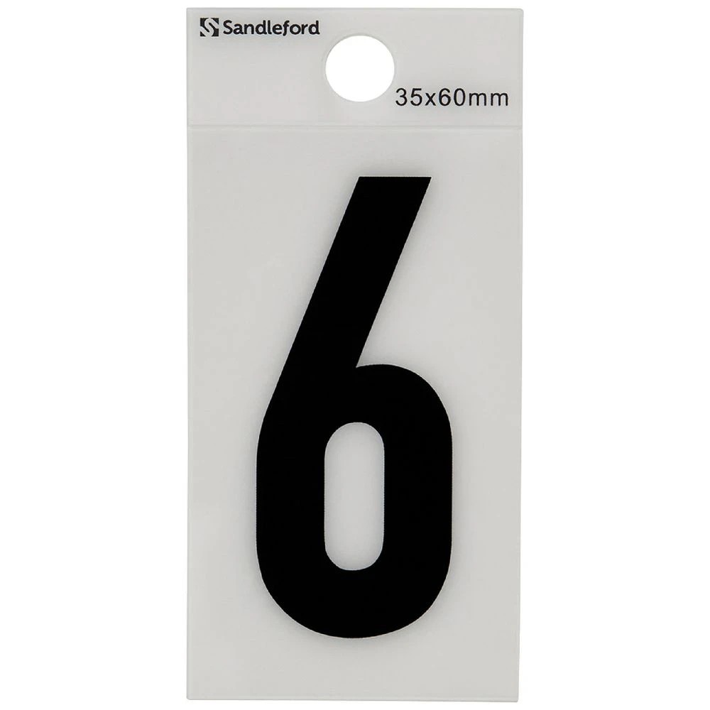 1 Sandleford Self Adhesive Number White 60mm 6, 1 of 1