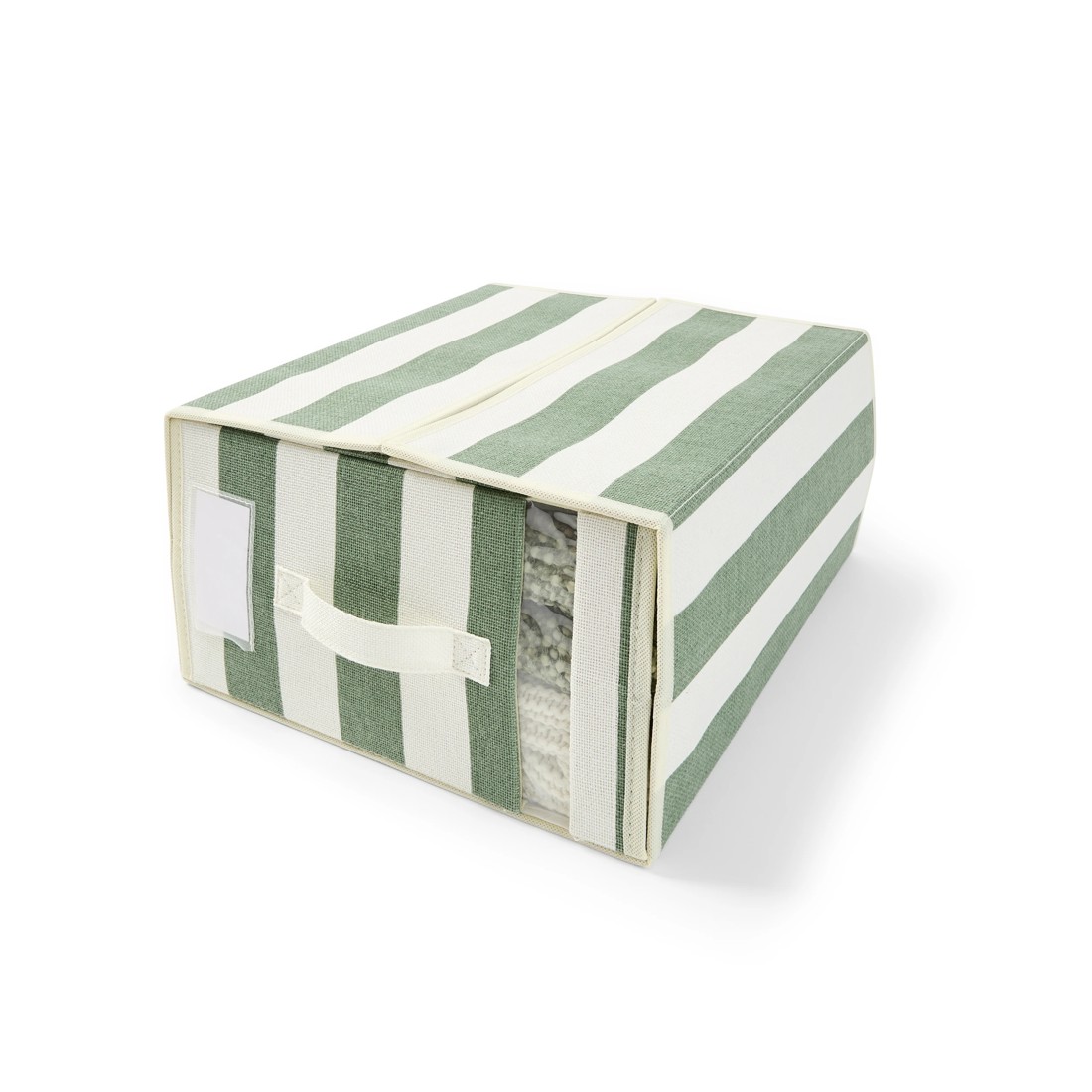 2 Linen Look Bed Linen Box - Large, Green Stripe, 2 of 10