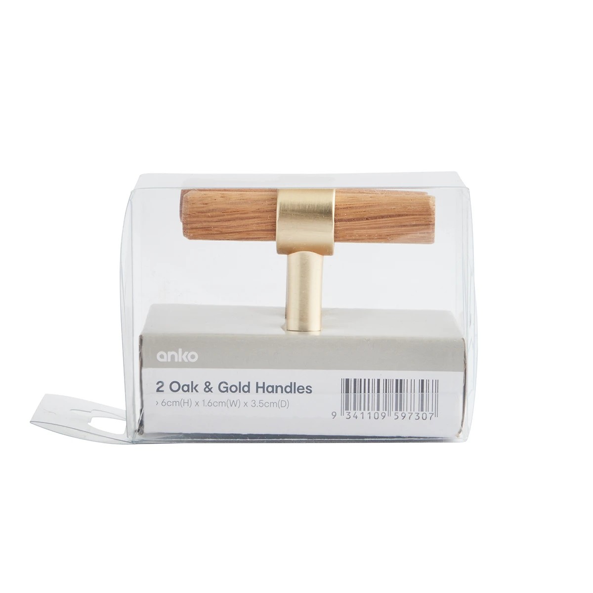 5 2 Pack Oak and Gold Look Handles, 5 of 6