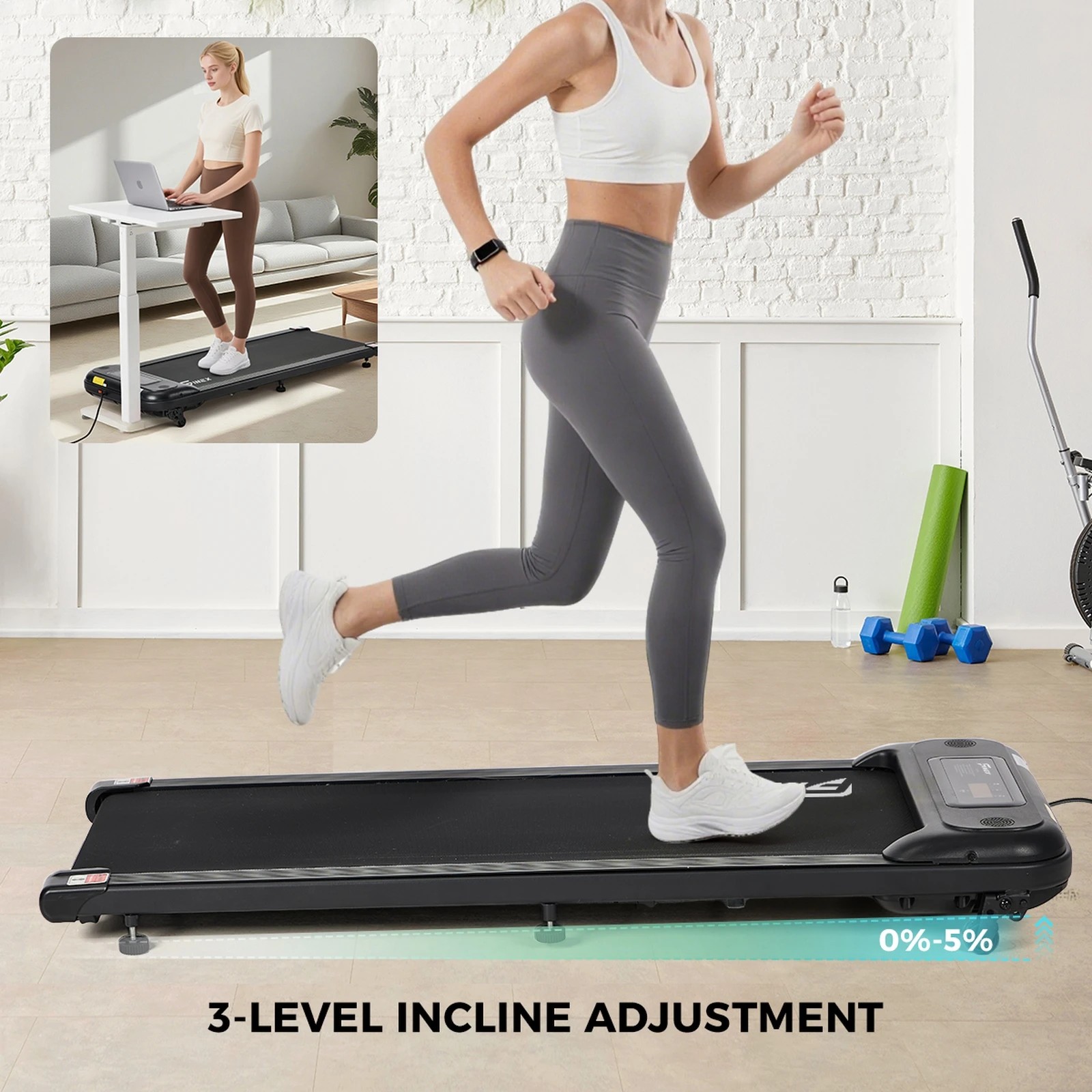 8 Finex Electric Walking Pad 2 in1 Under Desk Treadmill - Black, 8 of 10