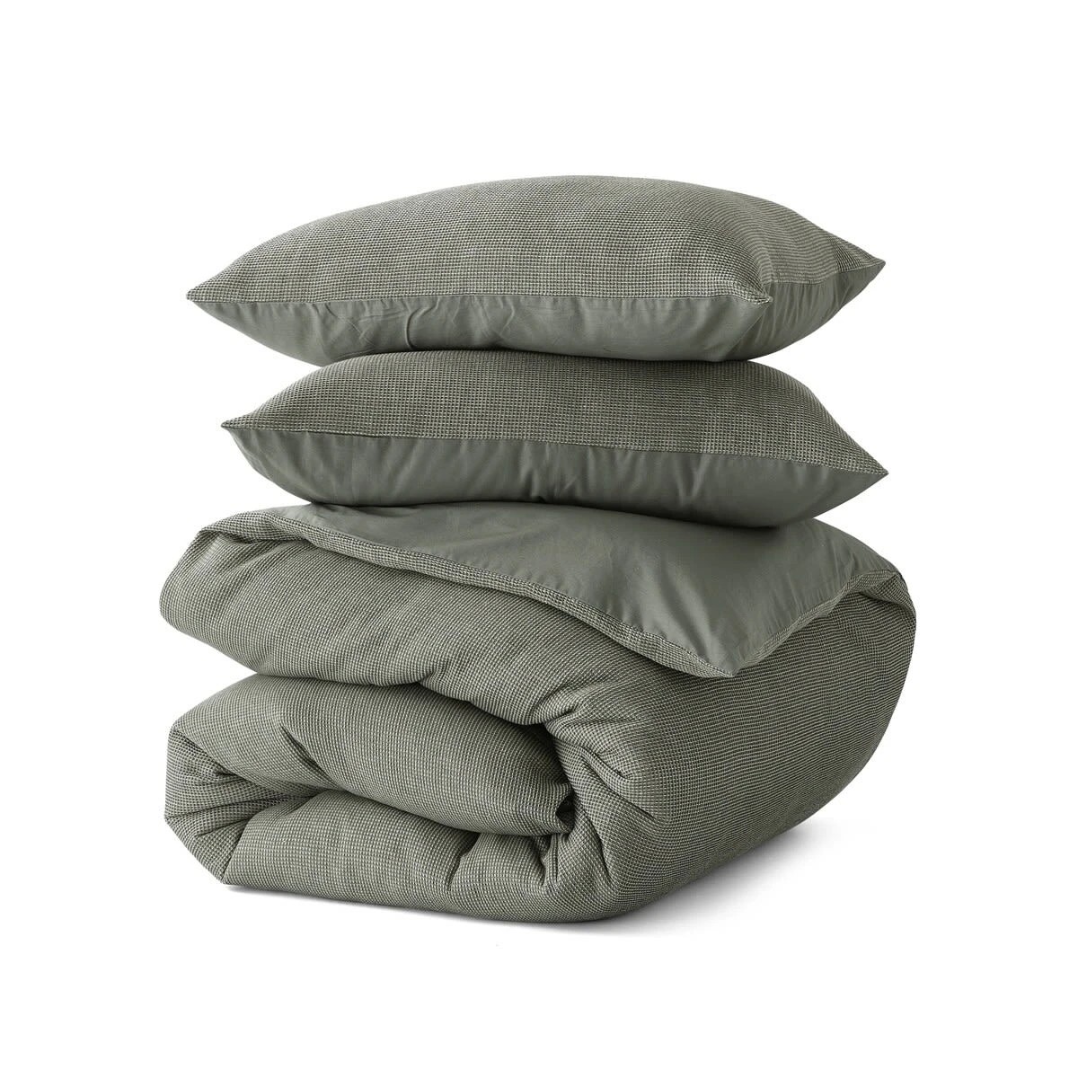 5 Waffle Micro Cotton Quilt Cover Set - Queen Bed, Forest, 5 of 6