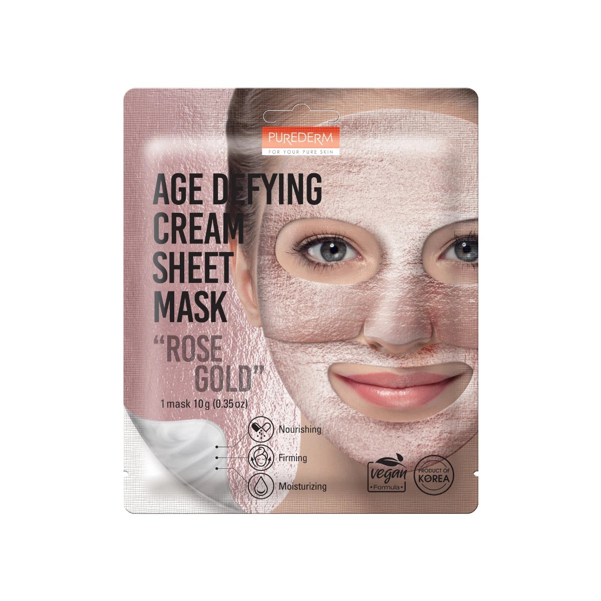 1 Purederm Age Defying Cream Sheet Mask 10g - Rose Gold, 1 of 2