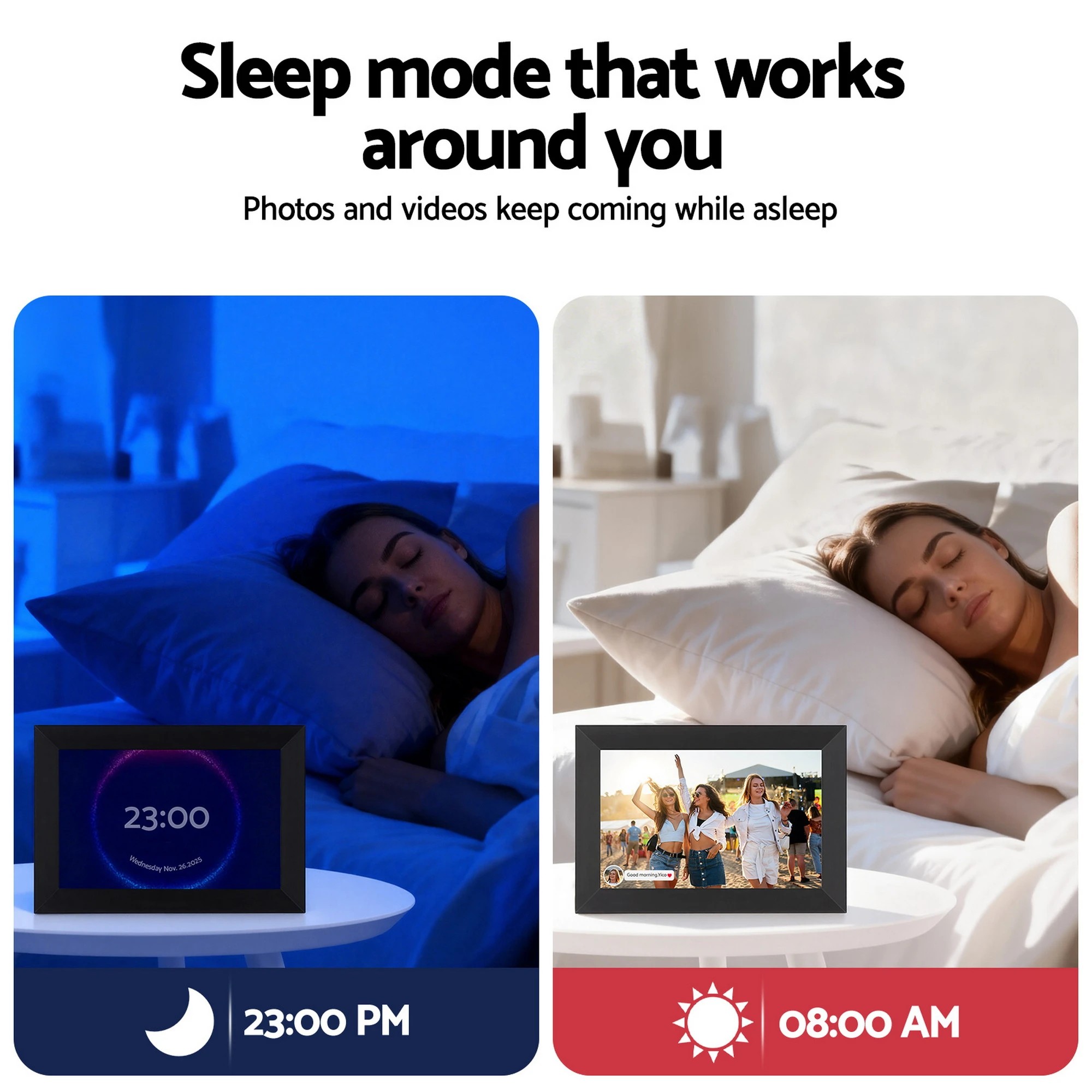 8 Artiss Digital Photo Frame 10.1 Inch WIFI Touch-Screen Picture Video Player 32G - Black, 8 of 9