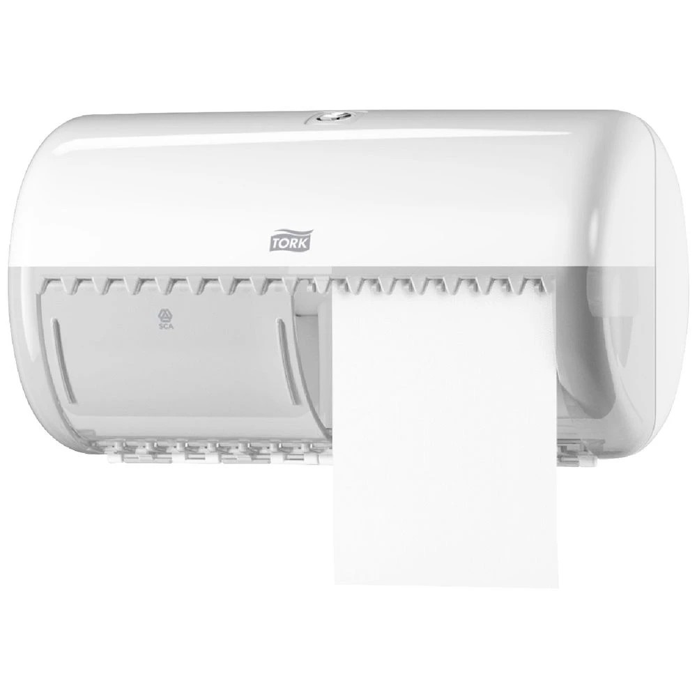 1 Tork T4 Twin Toilet Paper Roll Dispenser White, 1 of 1