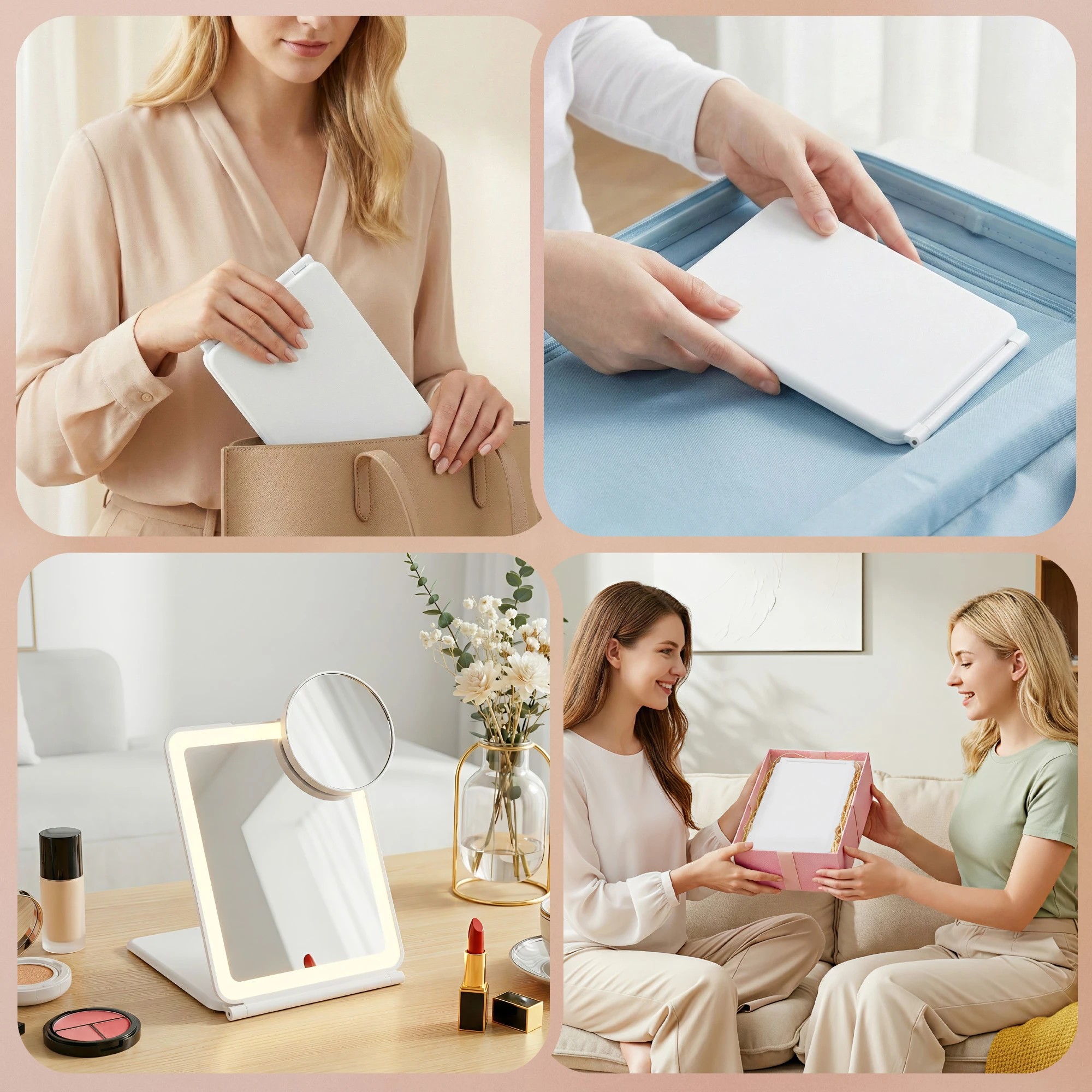 6 Embellir Portable Travel Makeup Mirror Rechargeable Makeup Mirror with Lights 10x Magnifier - White, 6 of 7