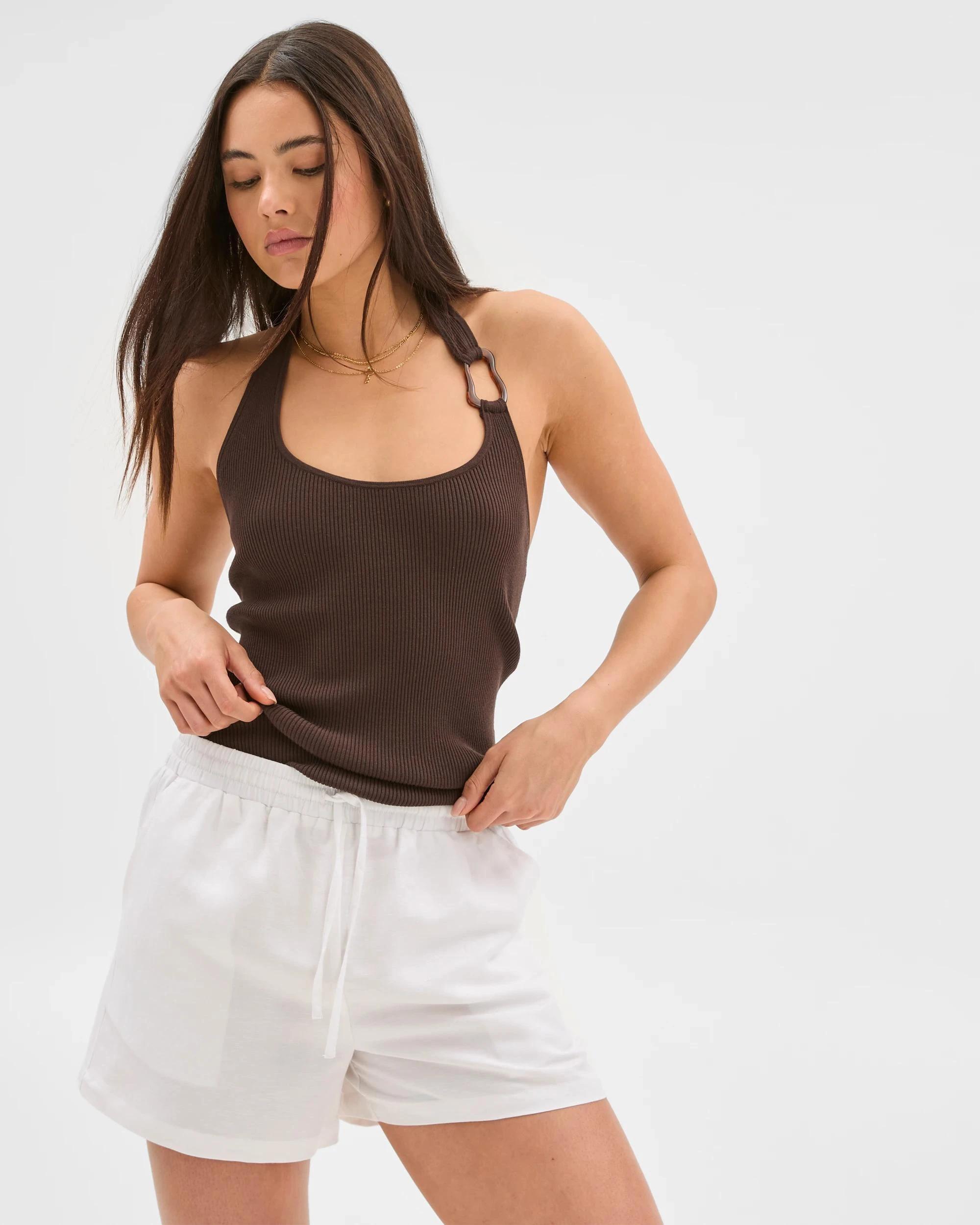 2 European Linen Blend Pull On Shorts - Lily Loves WHITE, 2 of 5