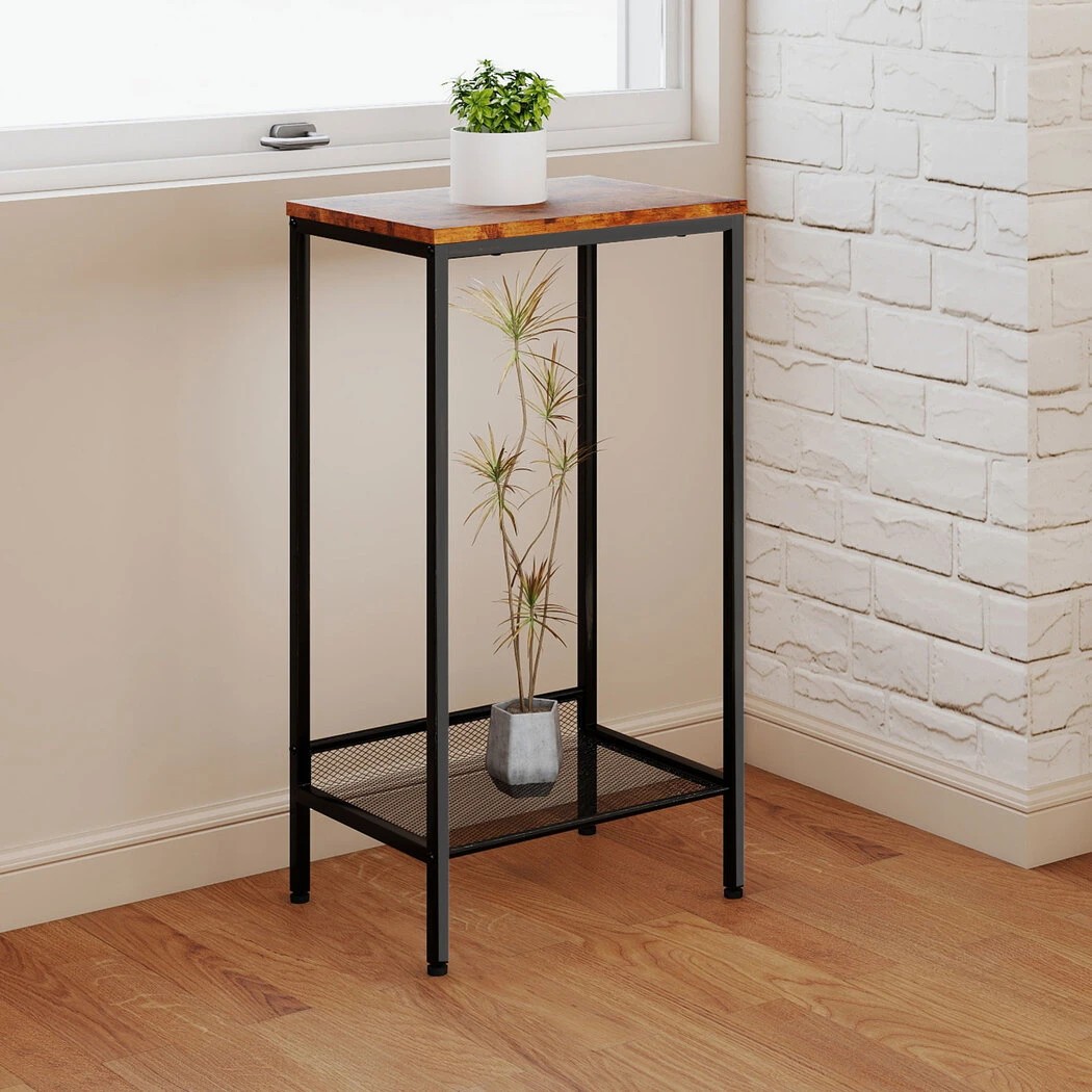 6 Levede 2-Tier Industrial Tall Bedside Table in Brown Colour, 6 of 6