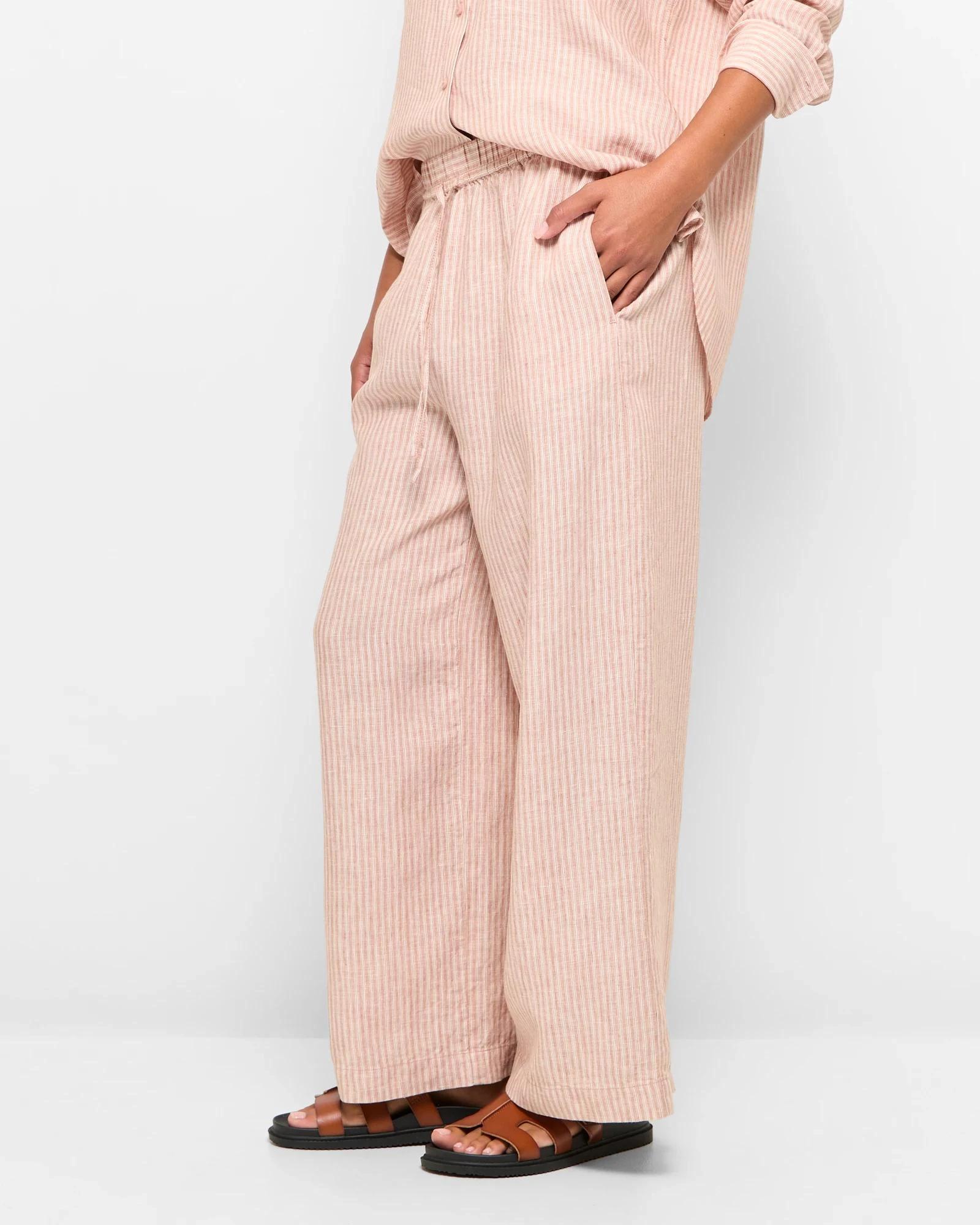 3 Target European Linen Wide Leg Pants PECAN STRIPE, 3 of 7