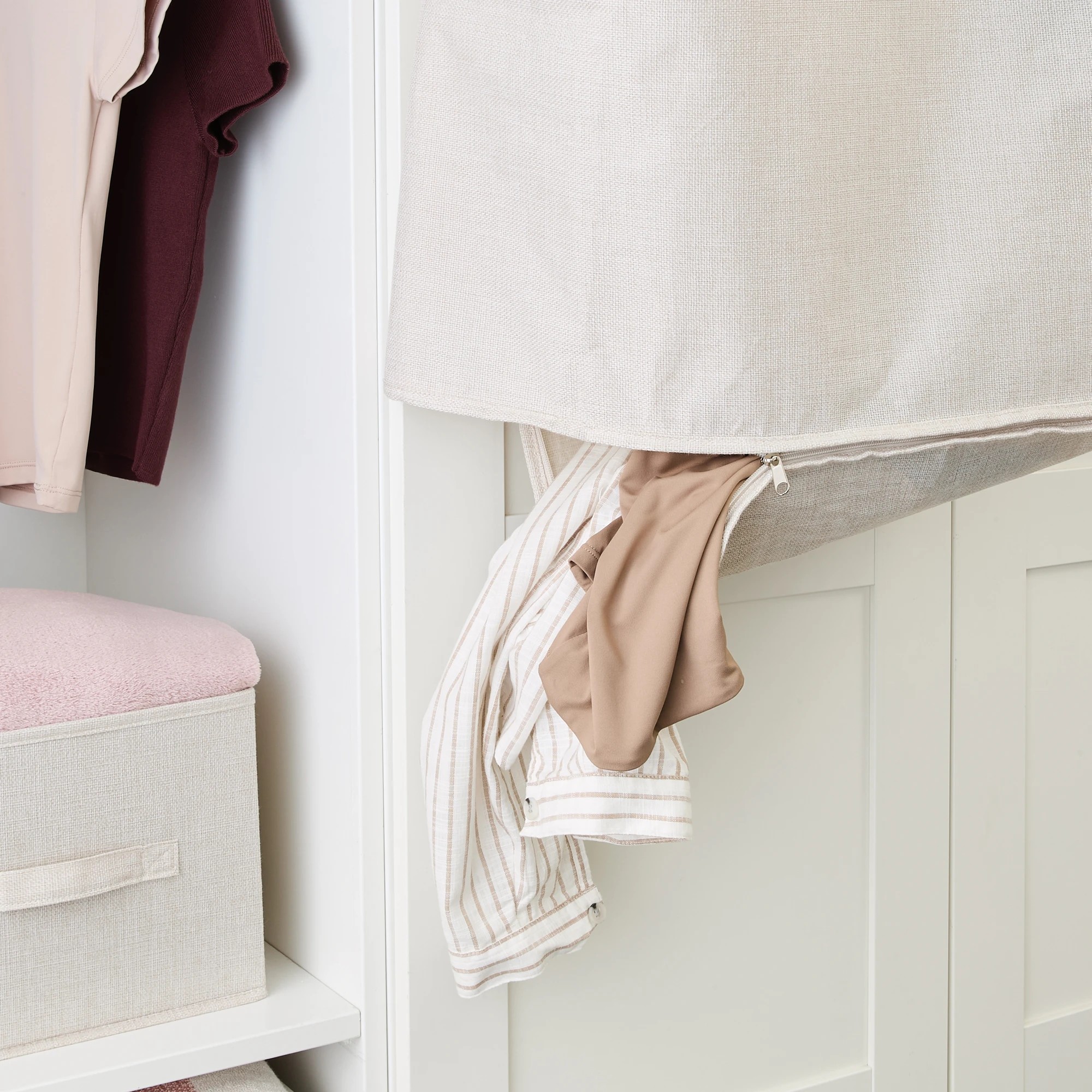 2 Linen Look Hanging Laundry Bag, 2 of 10