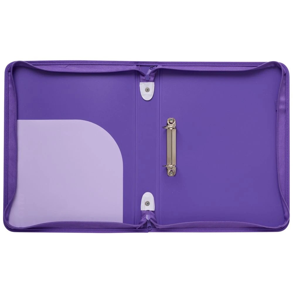 4 Otto A4 Recycled 2 D-Ring Zipper Binder Purple, 4 of 6