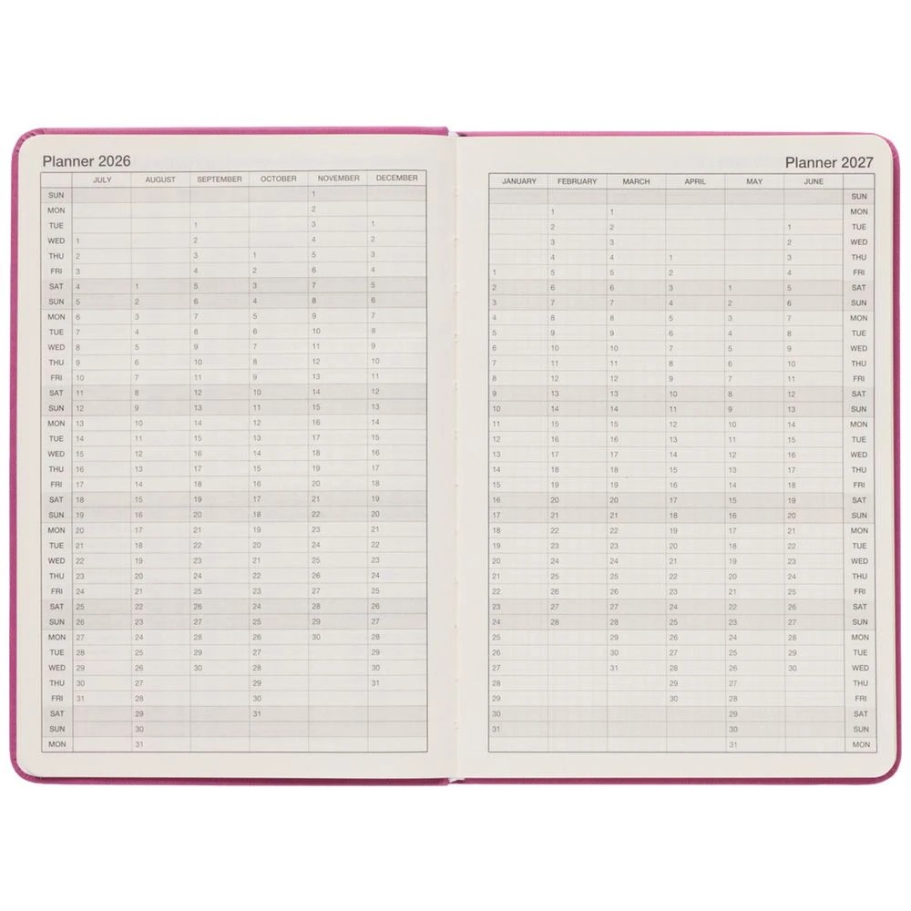 4 J.Burrows A5 Week to View PU FY26/27 Diary Pink, 4 of 6
