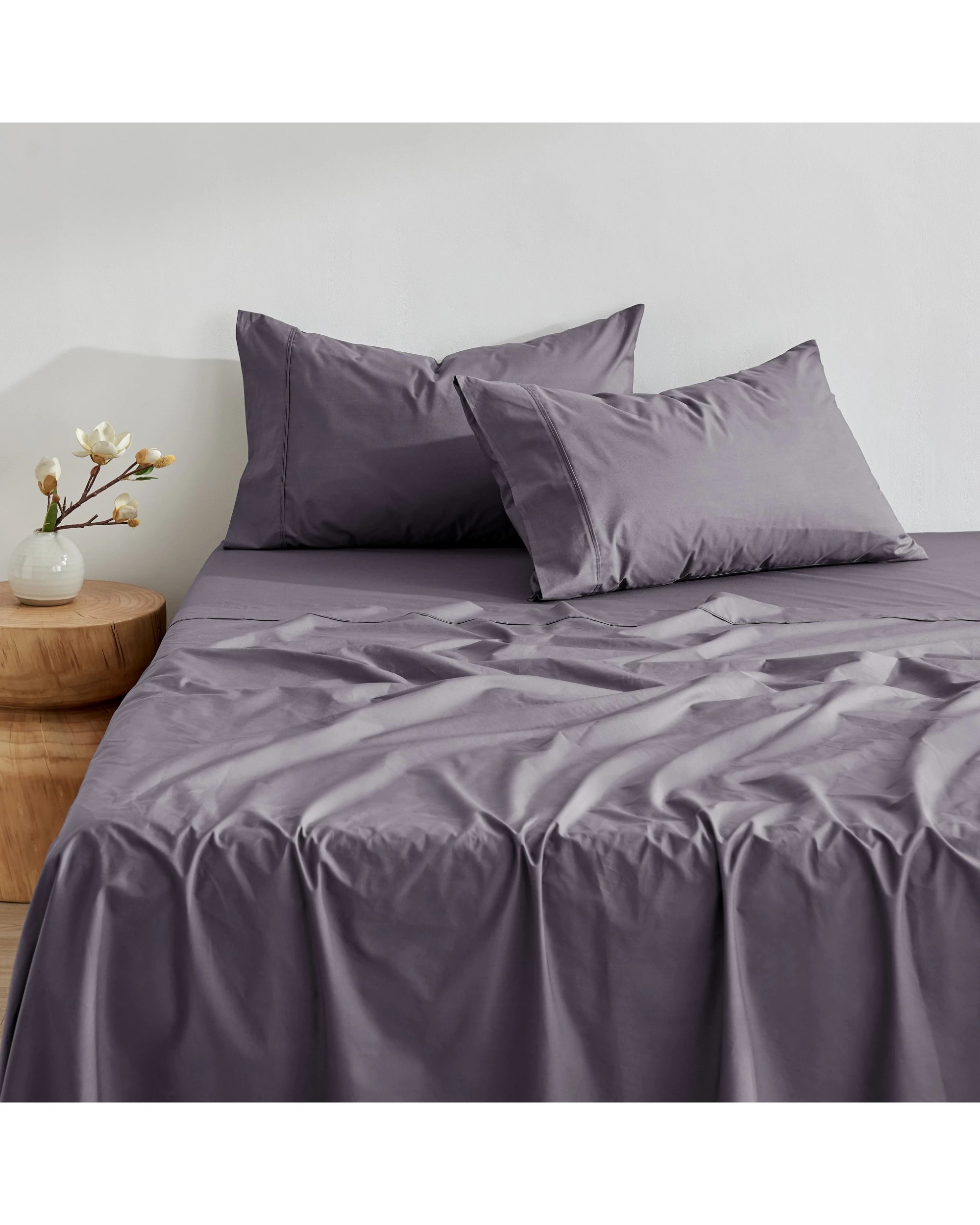 2 Dreamaker 300TC Cotton Percale Sheet Set - Queen Bed - Charcoal, 2 of 9