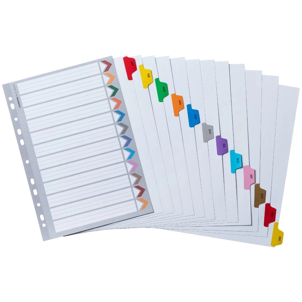 3 J.Burrows A4 January-December Tab Dividers Paper 12 Pack, 3 of 3