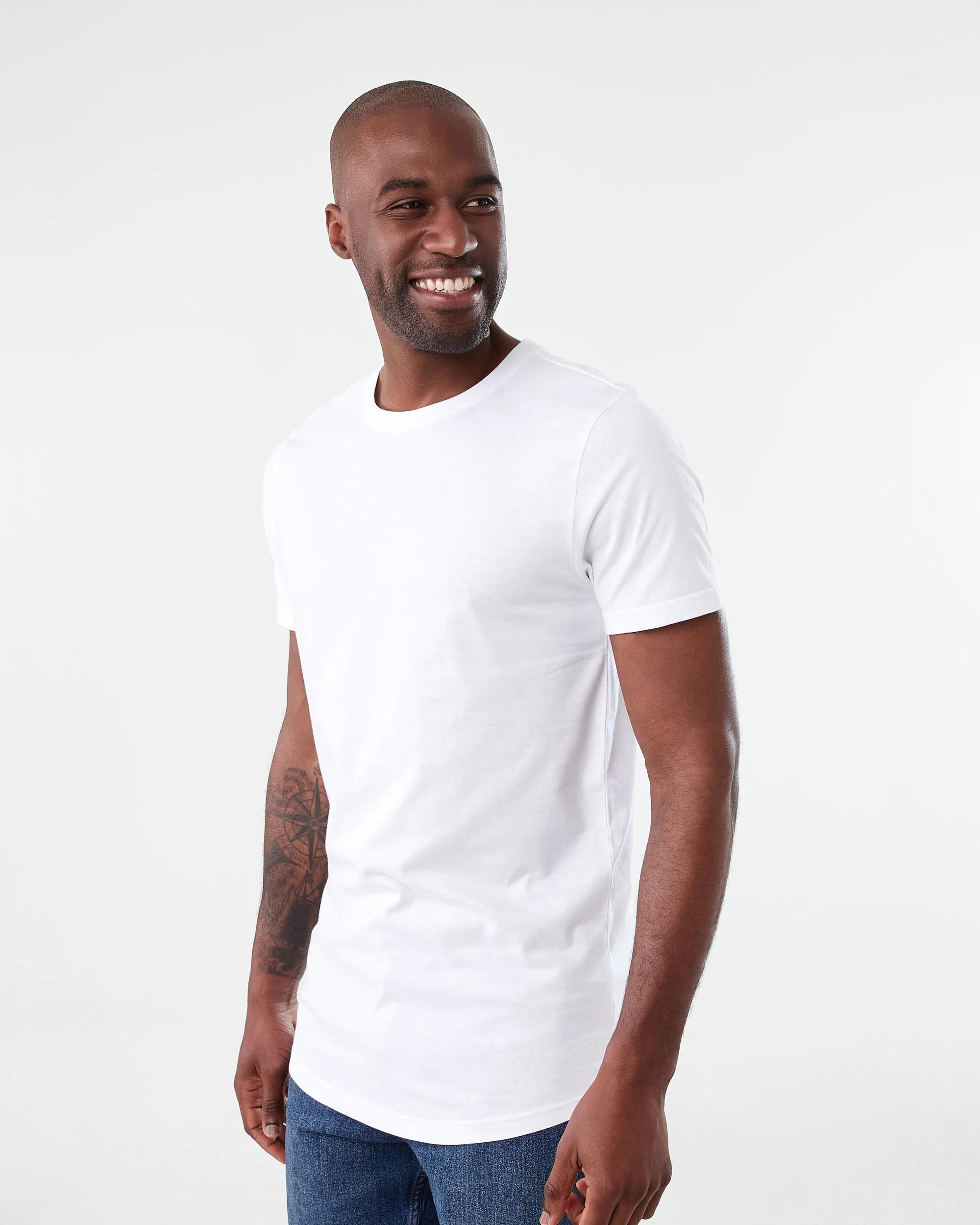 2 Australian Grown Cotton Longline T-shirt White, 2 of 6