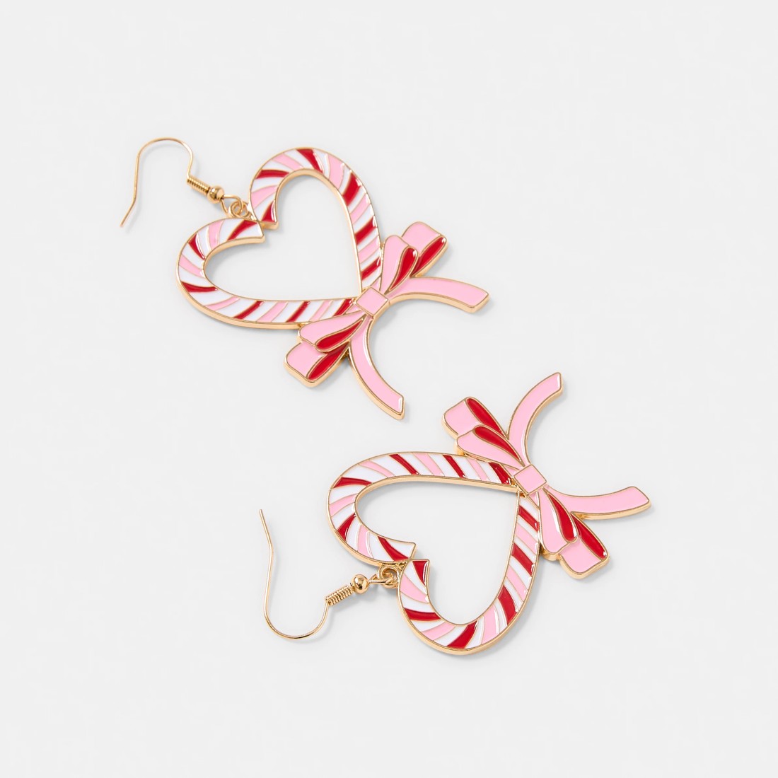3 Christmas Heart Candycane Earrings - Pink, Red and Gold Tone, 3 of 5