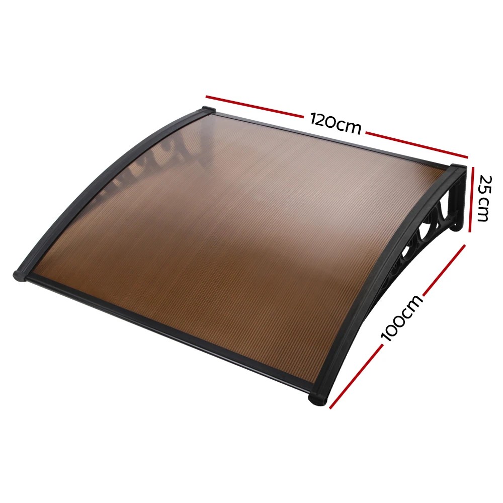 2 Instahut Window Door Awning 1mx1.2m - Brown, 2 of 6
