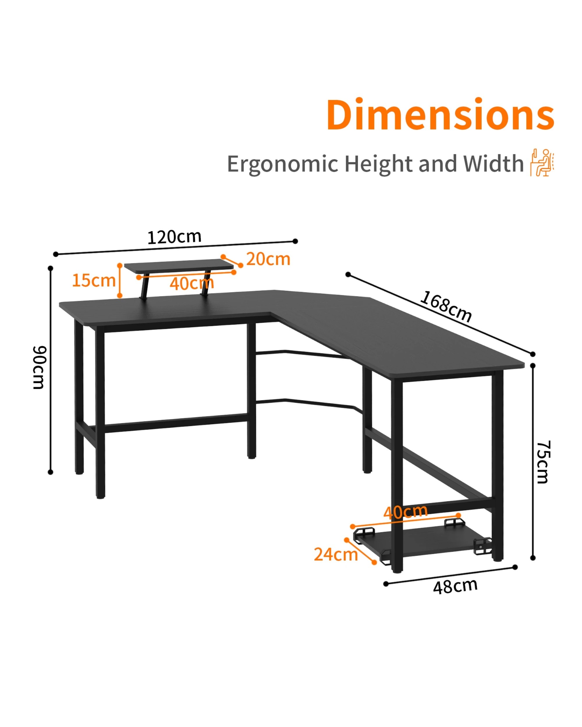 2 Advwin L-shaped Corner Desk Workstation Home Work Computer Desk Office Table, 2 of 4